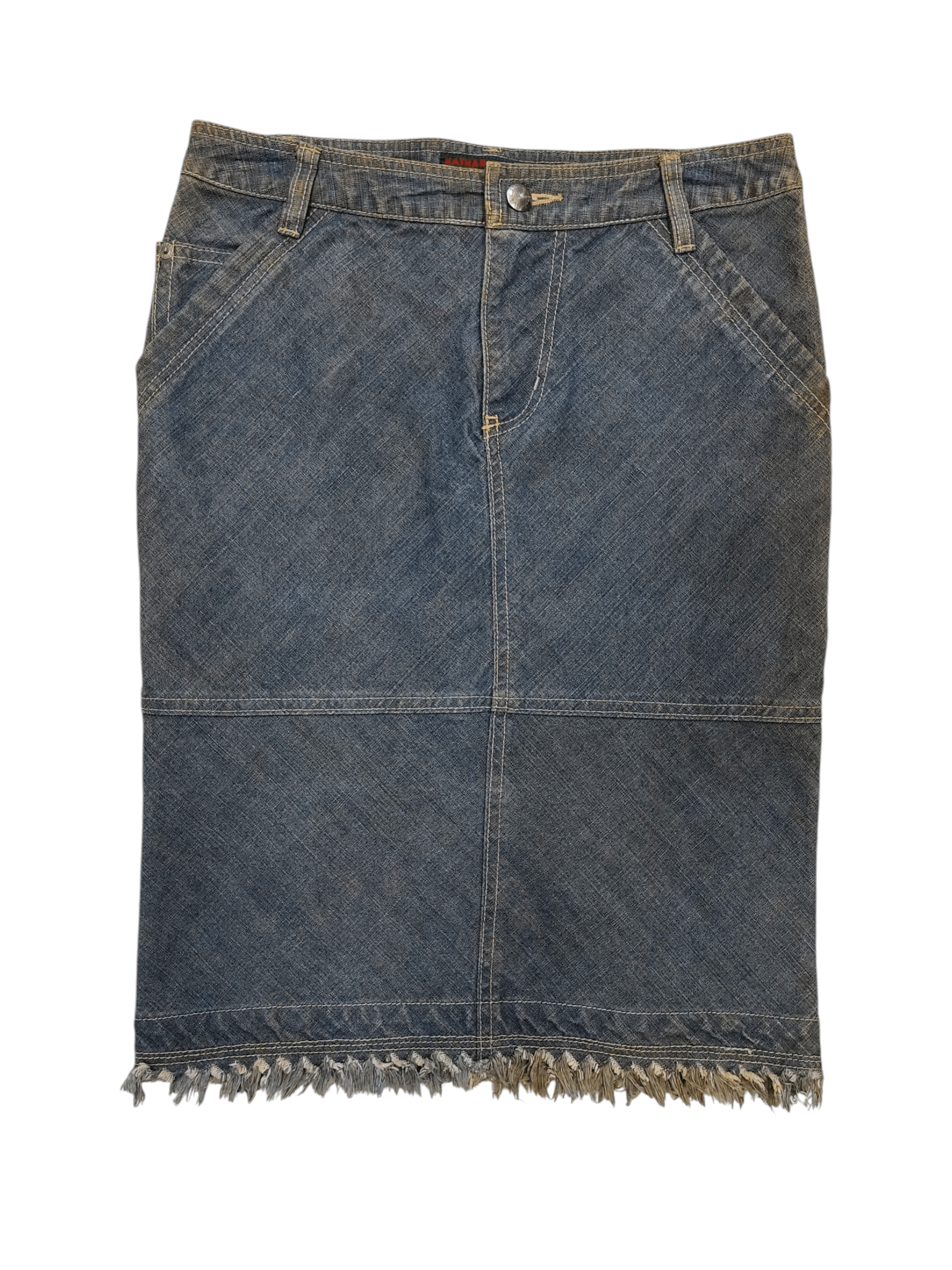 Katharine Hamnett London 💥Vtg Katherine Hamnett💥 Mud Washed Denim Knee Skirt Size 28" / US 6 / IT 42 - 1 Thumbnail