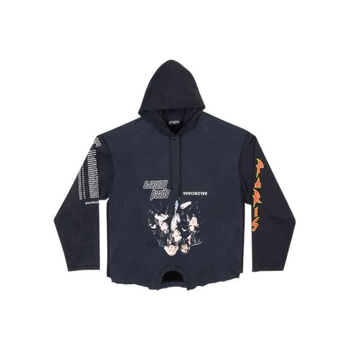 Balenciaga Balenciaga Black Logo Print Hooded Sweatshirt Size US S / EU 44-46 / 1 - 1 Thumbnail