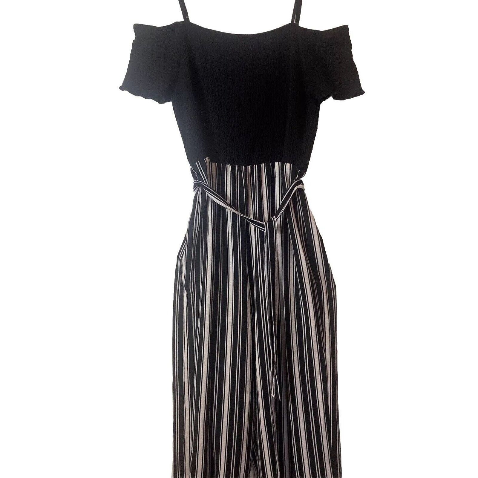 Other Jumpsuit Womens 3X Black & white Striped Ankle Wide Leg Size 38" / US 16 / IT 52 - 1 Thumbnail