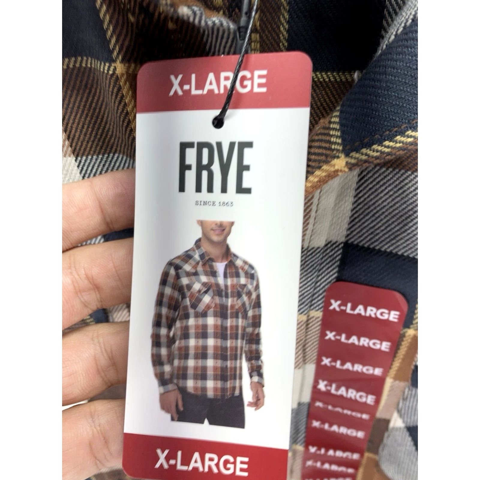 Frye Frye Jacquard Flannel Shirt Men XL Brown Plaid Long Sleeve Button NWT Size US XL / EU 56 / 4 - 6 Thumbnail