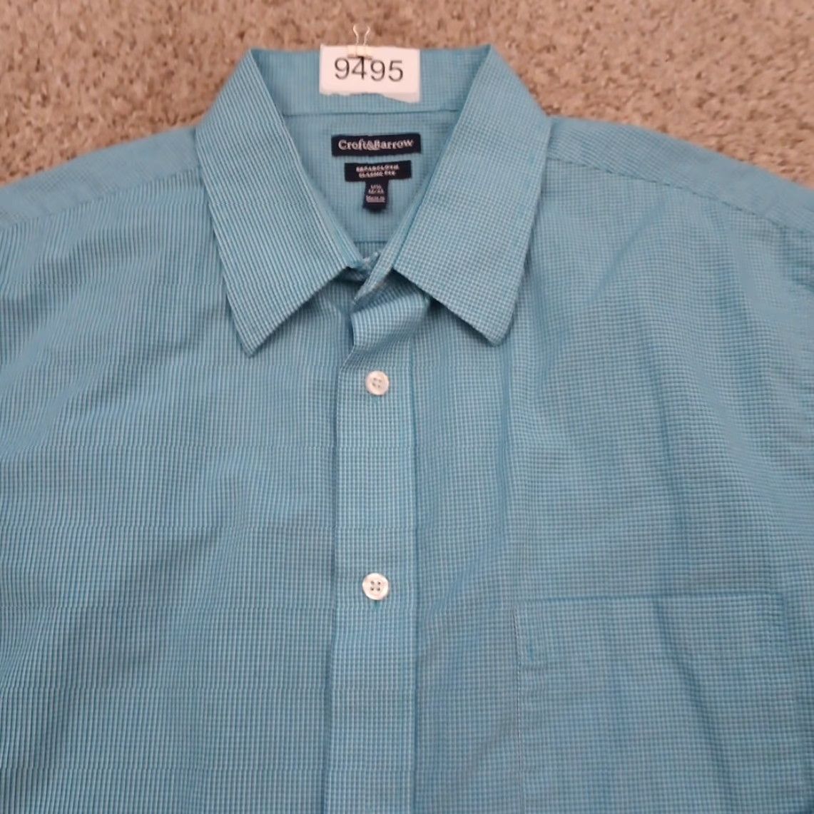 Croft & Barrow Croft & Barrow Shirt Mens 16.5 Blue Plaid Long Sleeve Button Up Cotton Blend Size US XL / EU 56 / 4 - 3 Thumbnail