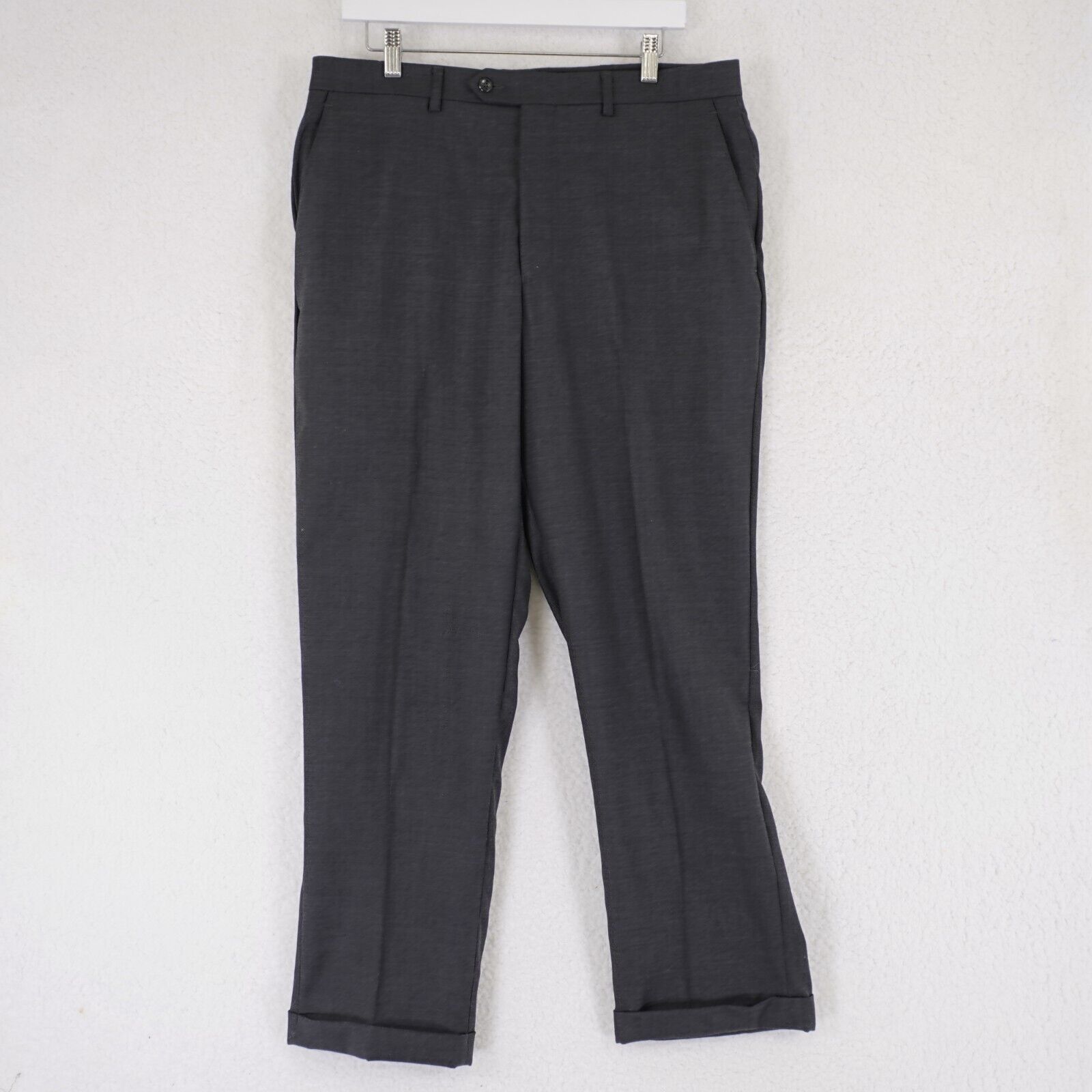 Jos. A. Bank Jos A Bank Tailored Fit Gray Wool 35/30 Dress Pants Flat Fro Size 34R - 1 Thumbnail
