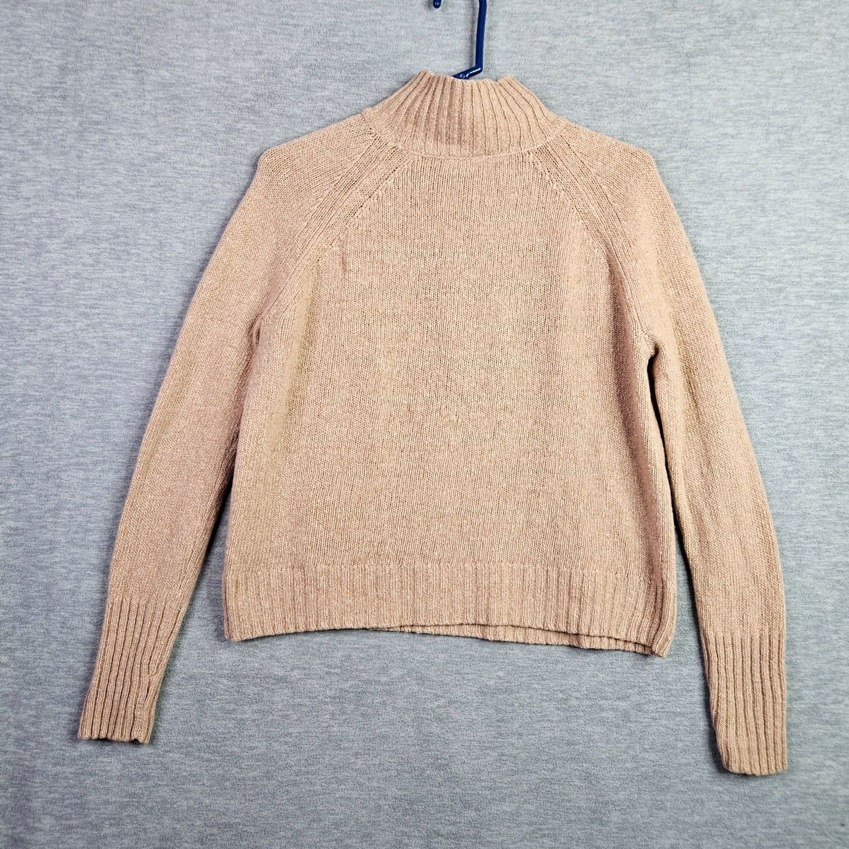 Vintage 360Cashmere Beige Mock Neck Sweater Size Large Women Knit Solid Long Sleeve Casual, All Seasons, Regular Fit Size L / US 10 / IT 46 - 2 Thumbnail