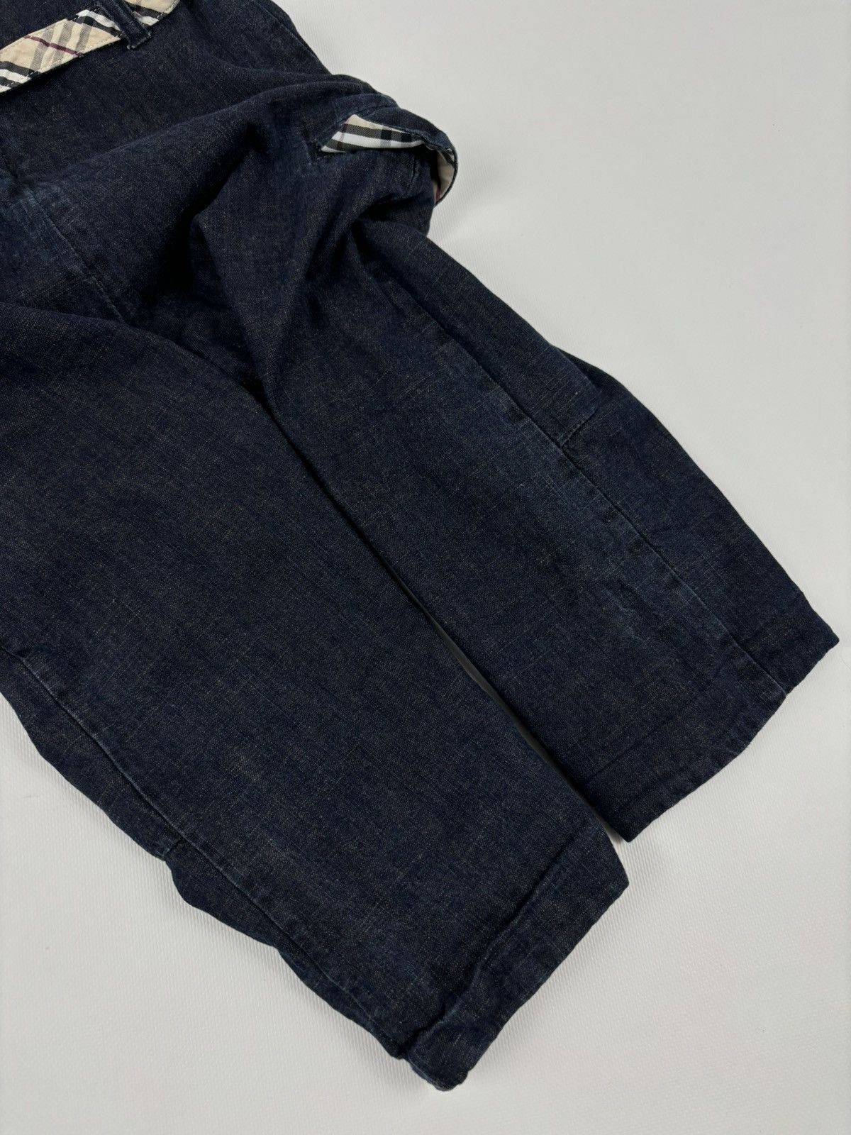 Burberry Unisex Prorsum Logo Nova Check Trim Denim Overalls Bottoms Jeans Jacket Size XXS / US 00 / IT 34 - 18 Thumbnail