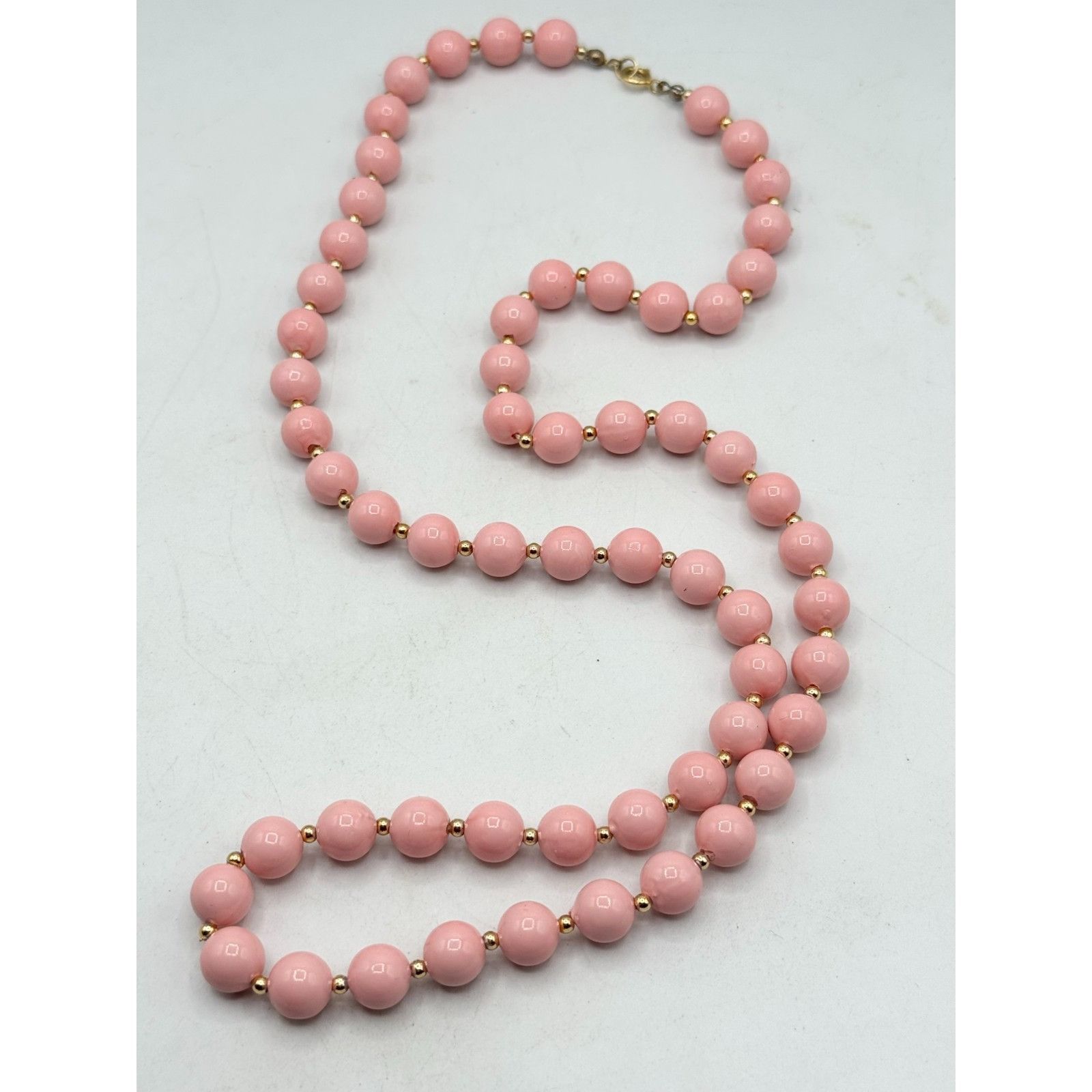 Vintage Vintage pink gold round beaded long necklace Size ONE SIZE - 3 Thumbnail