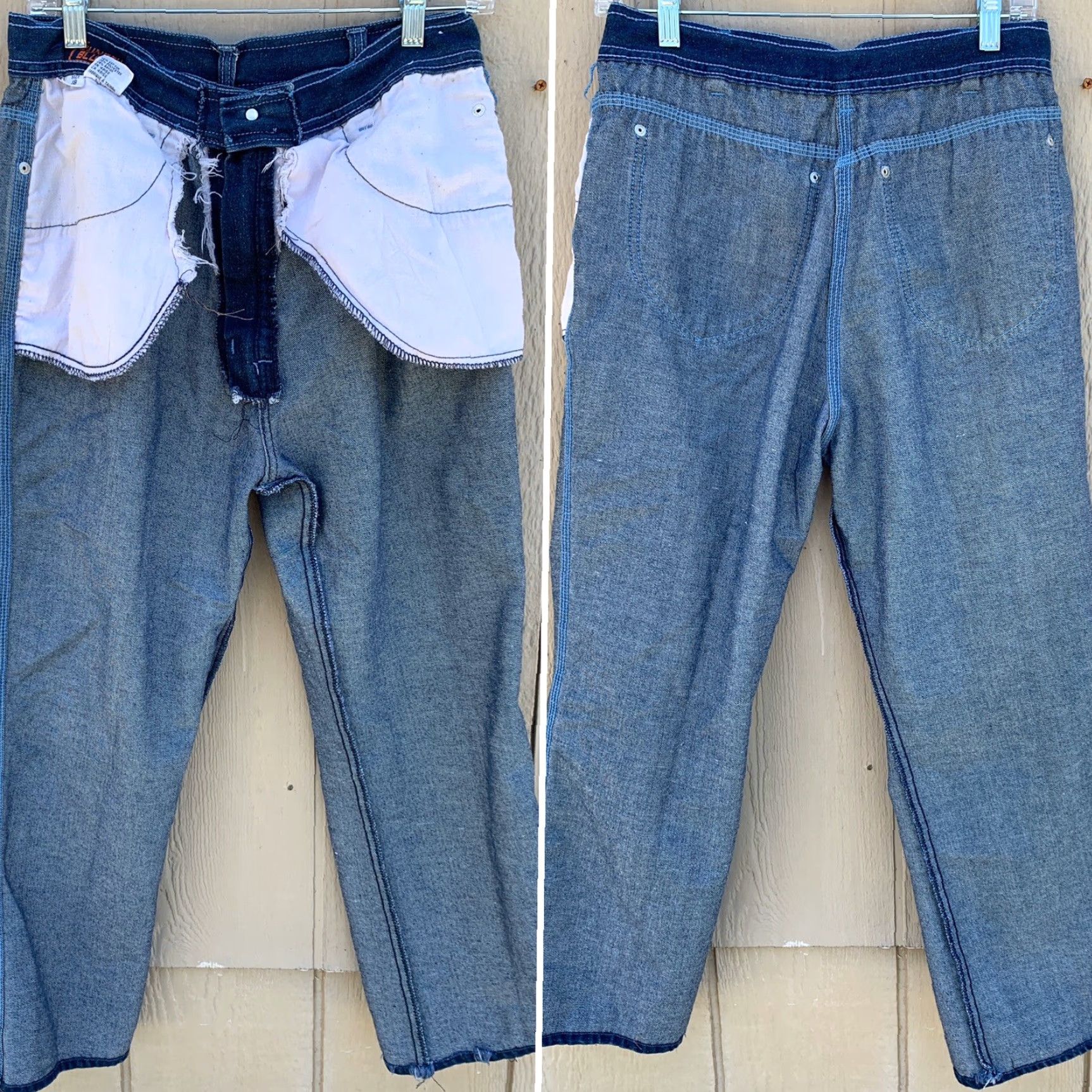 Area Vintage Country Blues Jeans Bell Telephone Work Jeans Embroidered Rear Pocket 18 (31”waist) Denim Blue Made in Taiwan Mens Jeans 70s 80s Size 40" / US 18 - 7 Thumbnail