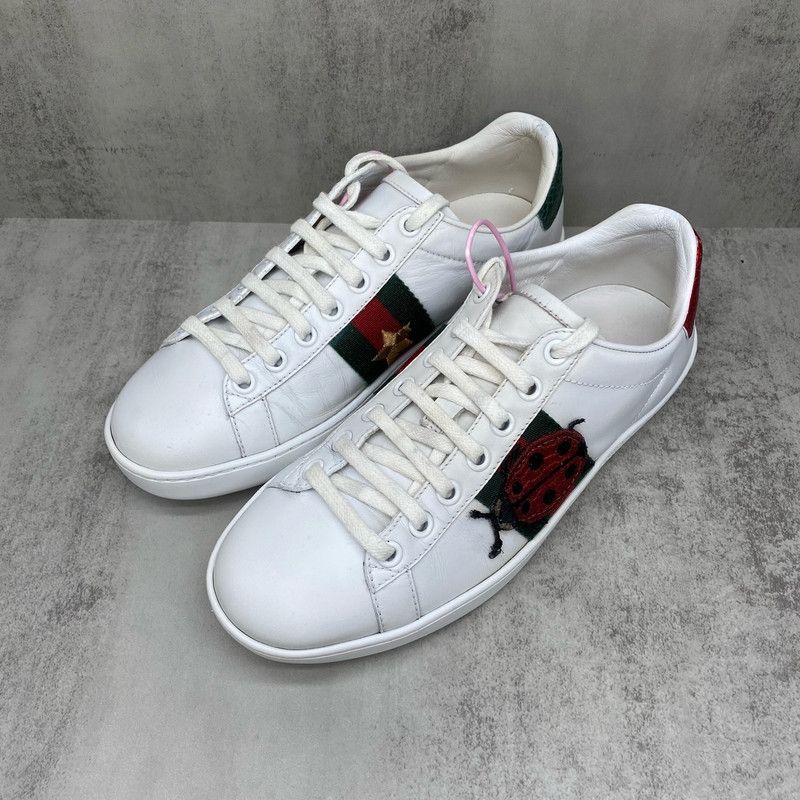 Gucci Gucci Ace Leather Ladybug White Sneakers 0079 Size US 4.5 / IT 34.5 - 1 Thumbnail