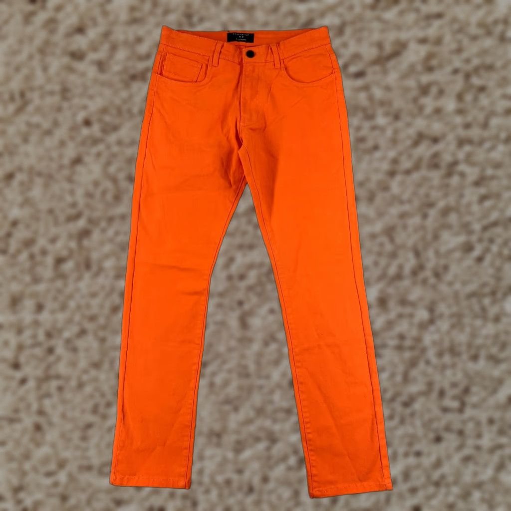 Vintage Matchstick Womens Jeans 30 Orange Straight Denim 5-Pocket Regular Rise Mid Cotton Blend Stretch Size 30" / US 8 / IT 44 - 1 Thumbnail