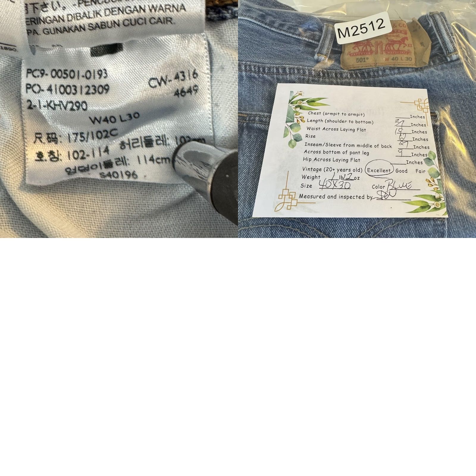 Levi's Levi's 501 Jeans Mens 40x30 Blue Denim Straight Leg Button Fly Classic Vintage 5-Pocket Regular Fit Shirt? Size US 40 / EU 56 - 8 Thumbnail