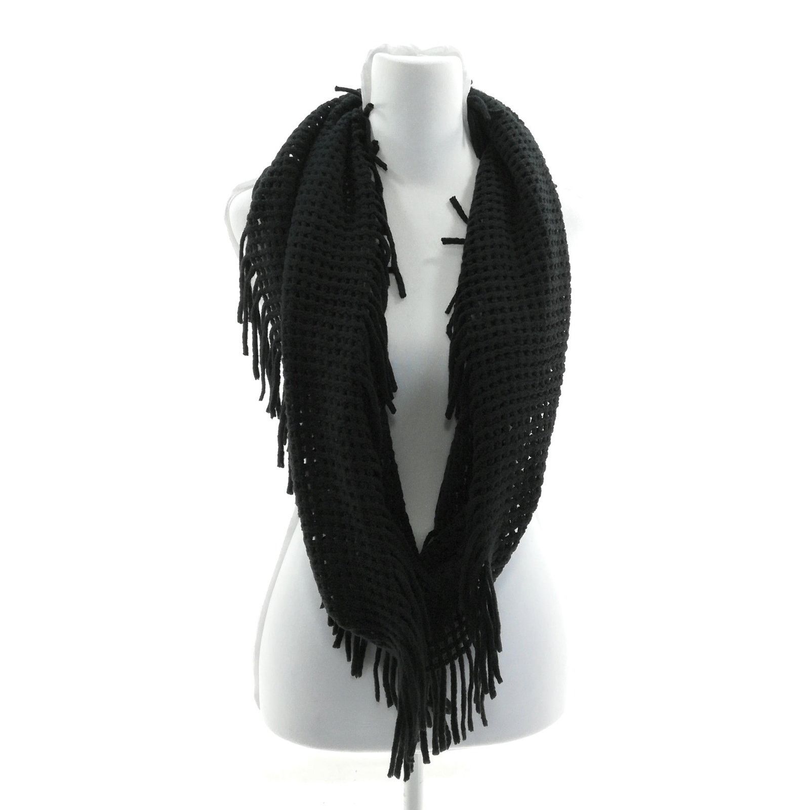 Other Candor New York Black Tasseled Infinity Scarf - One Size Size ONE SIZE - 4 Thumbnail