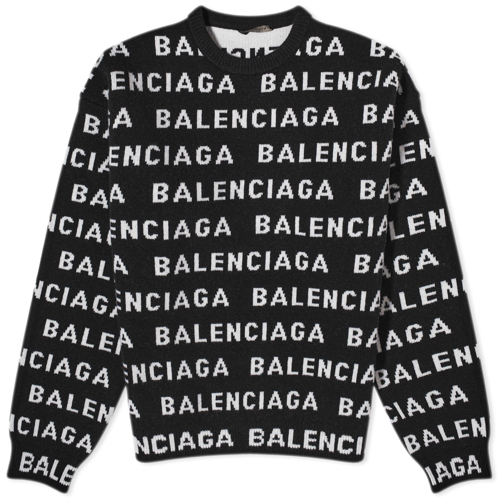 Balenciaga o1bcso1str0226 Bal Horizontal Allover Sweater In Black/White Size US L / EU 52-54 / 3 - 1 Thumbnail