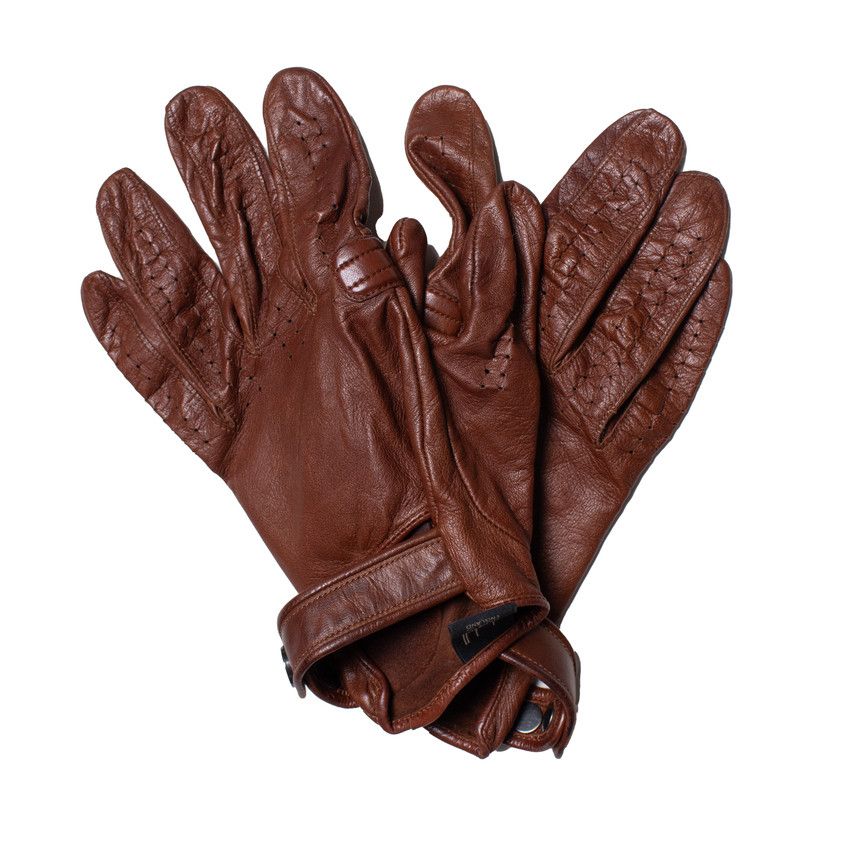 Alfred Dunhill Dunhill, Brown leather biker gloves Size ONE SIZE - 4 Thumbnail