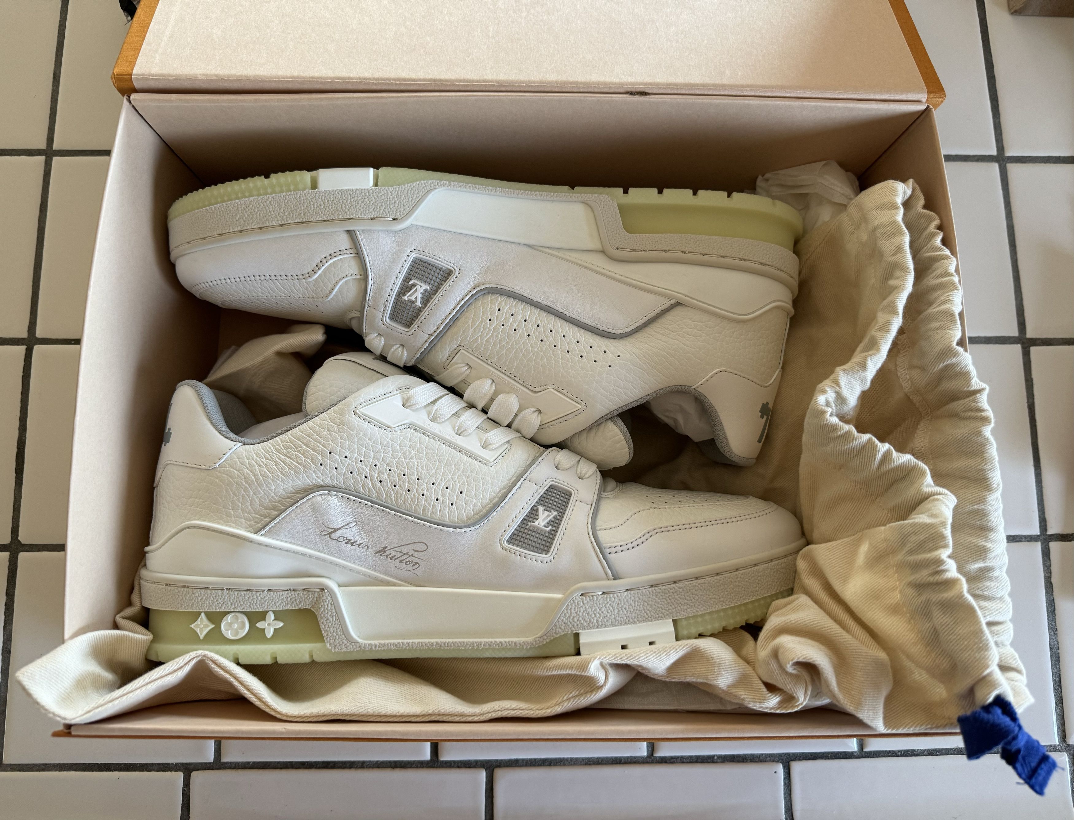 image of Louis Vuitton x Virgil Abloh Lv Trainer White/grey Shoes, Men's (Size 10)