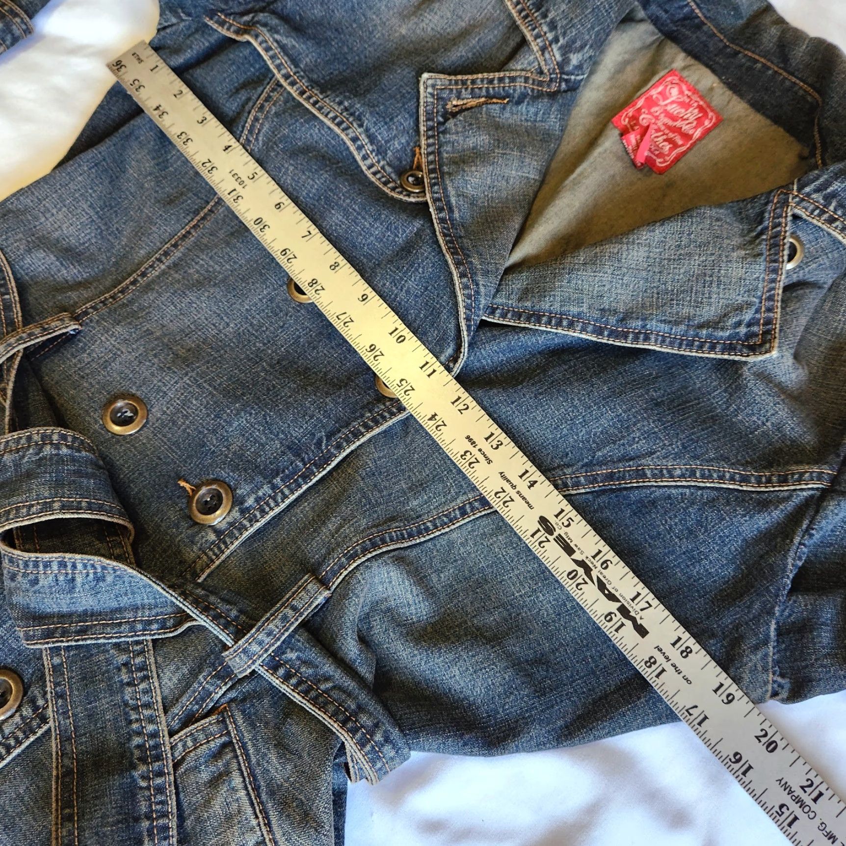 Lucky Brand VINTAGE Lucky Brand Denim Coat 90s Trench Jacket with Belt Women Medium Blue Size M / US 6-8 / IT 42-44 - 6 Thumbnail