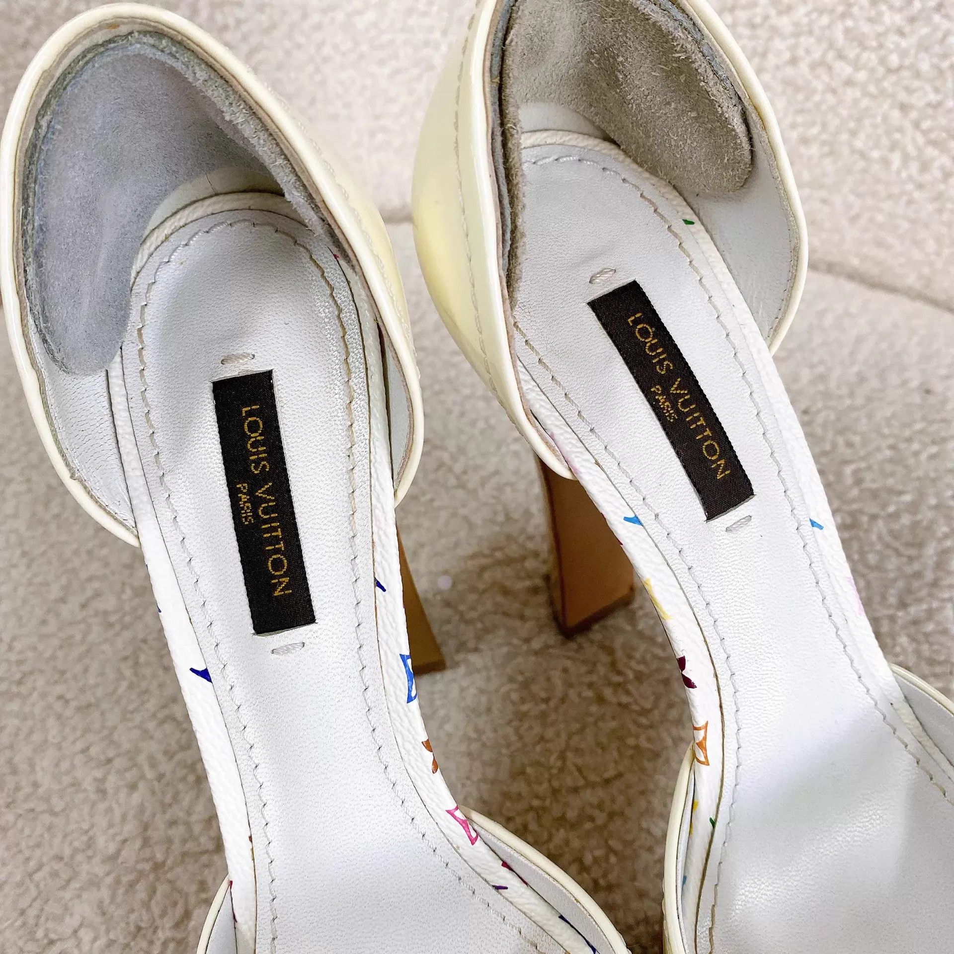 Louis Vuitton LV white multicolor heeled sandals 35.5 EU Size US 5 / IT 35 - 7 Thumbnail