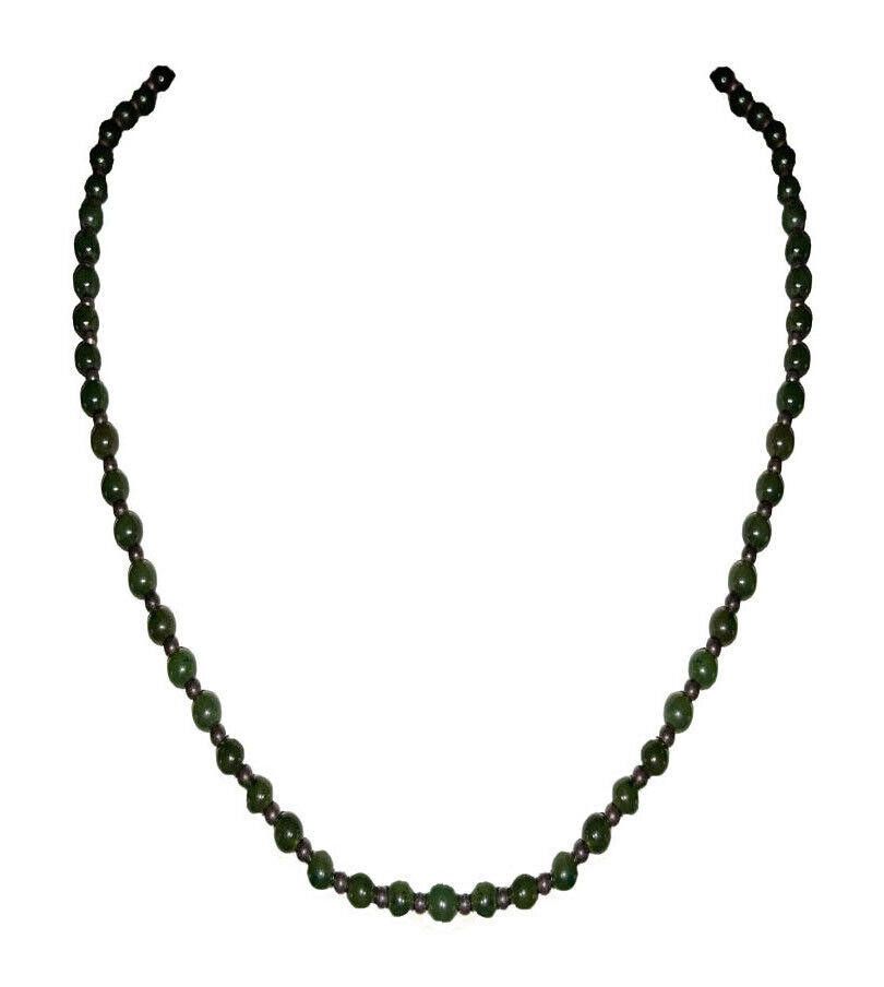 Jaded London Nephrite Jade and Sterling Silver Bead Necklace Size ONE SIZE - 1 Thumbnail
