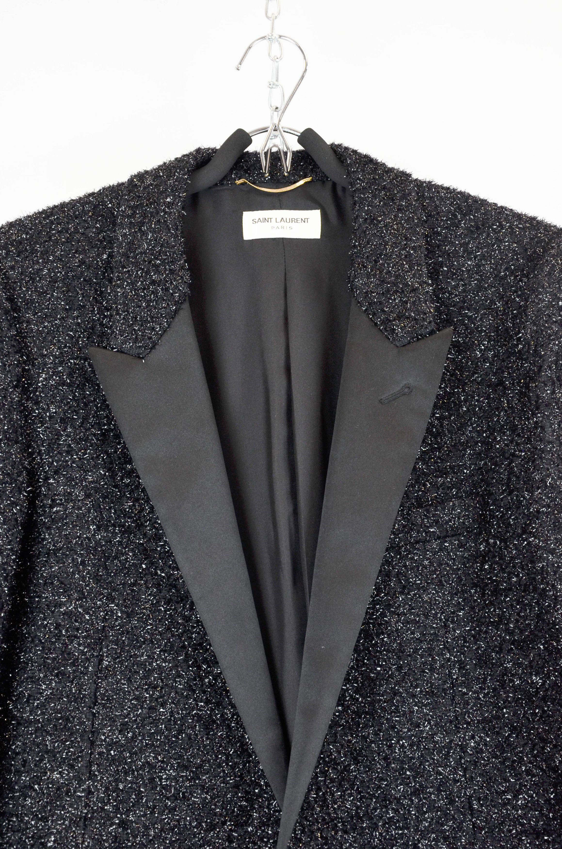 Saint Laurent Paris Saint Laurent Paris Black Sparkle Tuxedo Blazer – Size 46 Size 46R - 8 Thumbnail