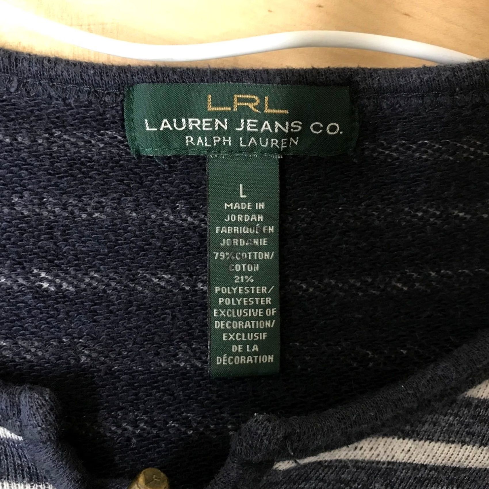 CO VINTAGE LRL Ralph Lauren Jeans Co Striped Long Sleeve Henley Dress Size L Size L / US 10 / IT 46 - 7 Thumbnail