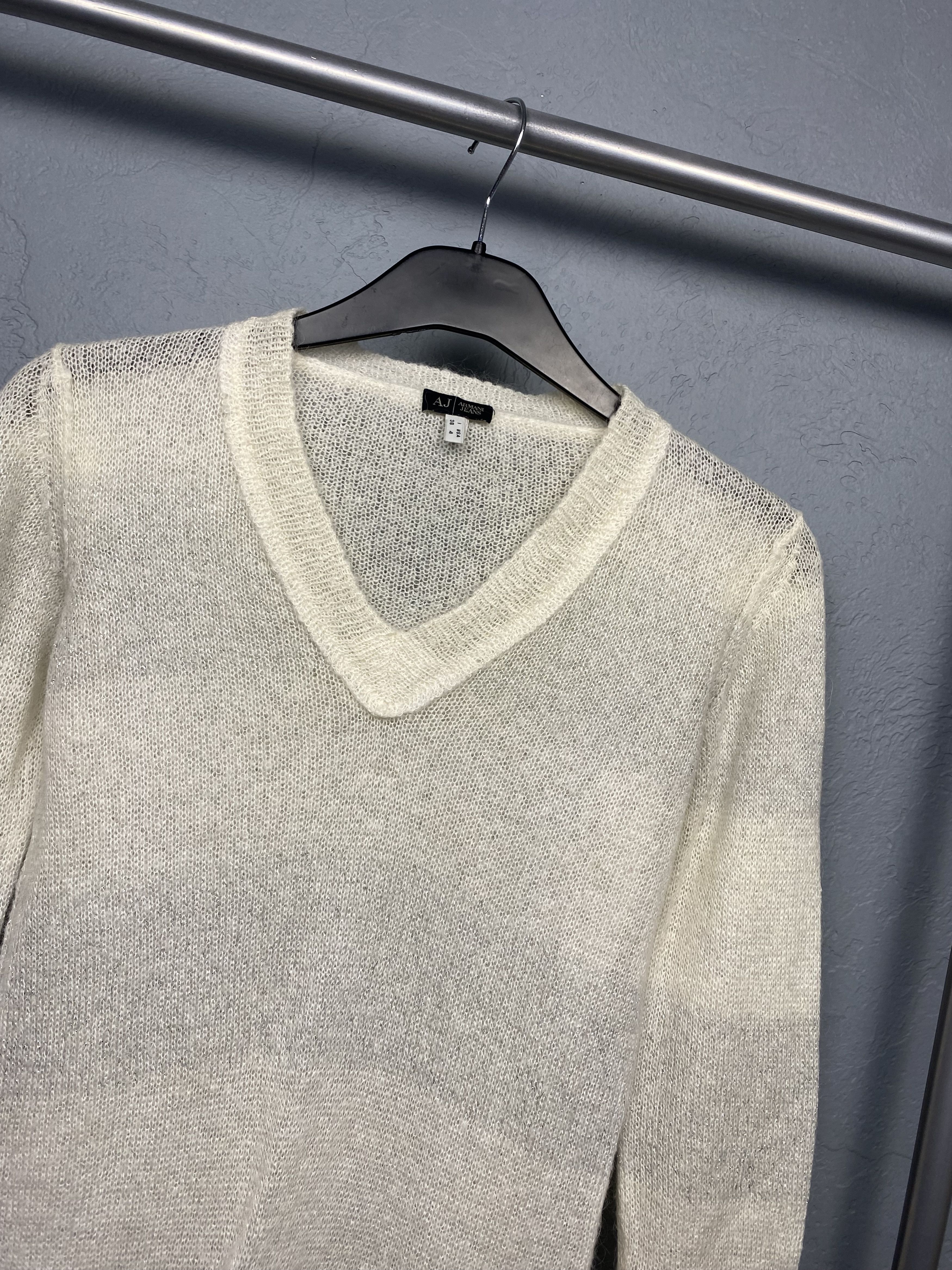 Armani × Giorgio Armani Armani Jeans Vintage Womens Mohair Knit V-Neck Sweater Size S / US 4 / IT 40 - 2 Thumbnail