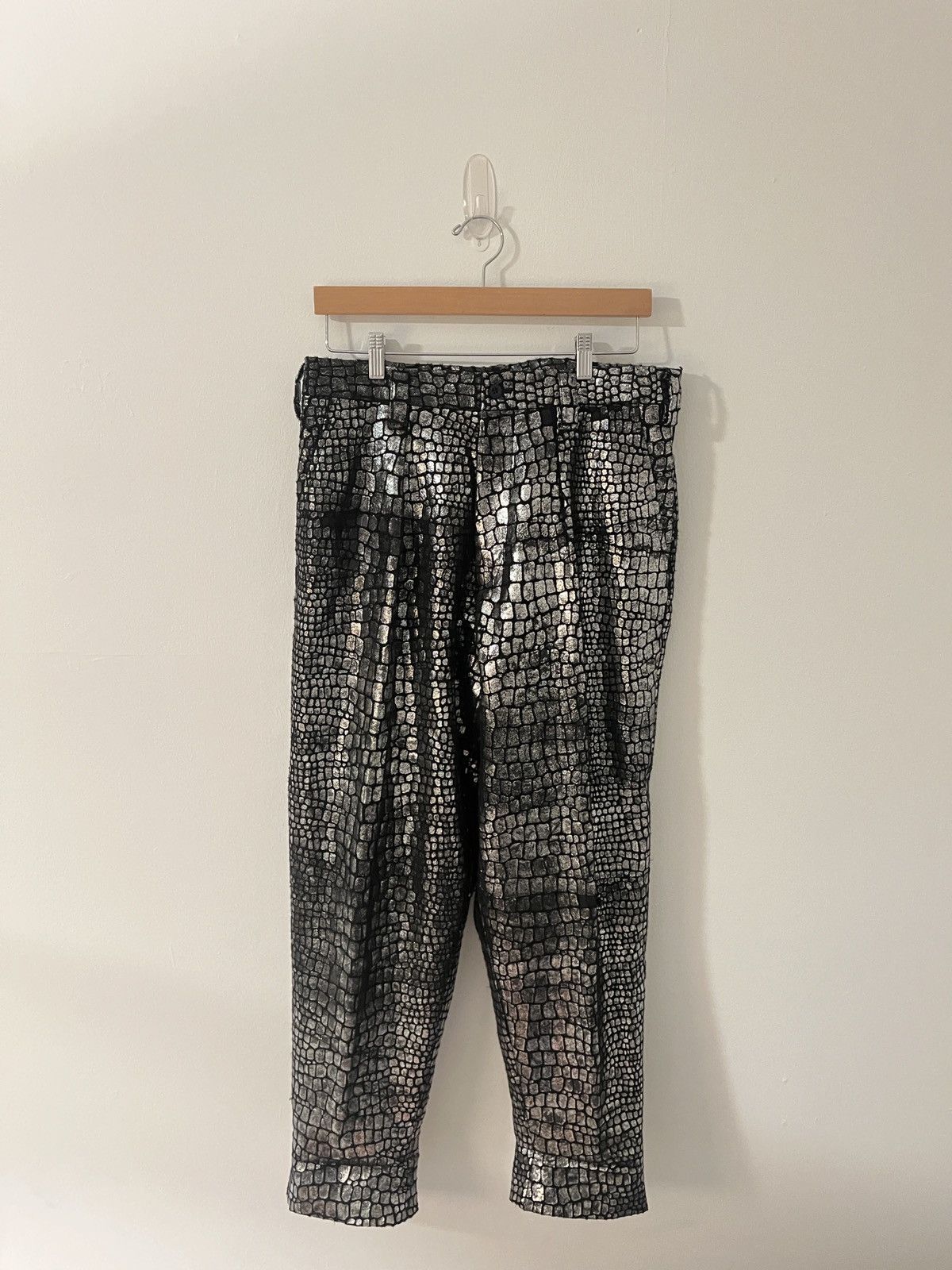 Yohji Silver Crocodile Print Pants AW2014