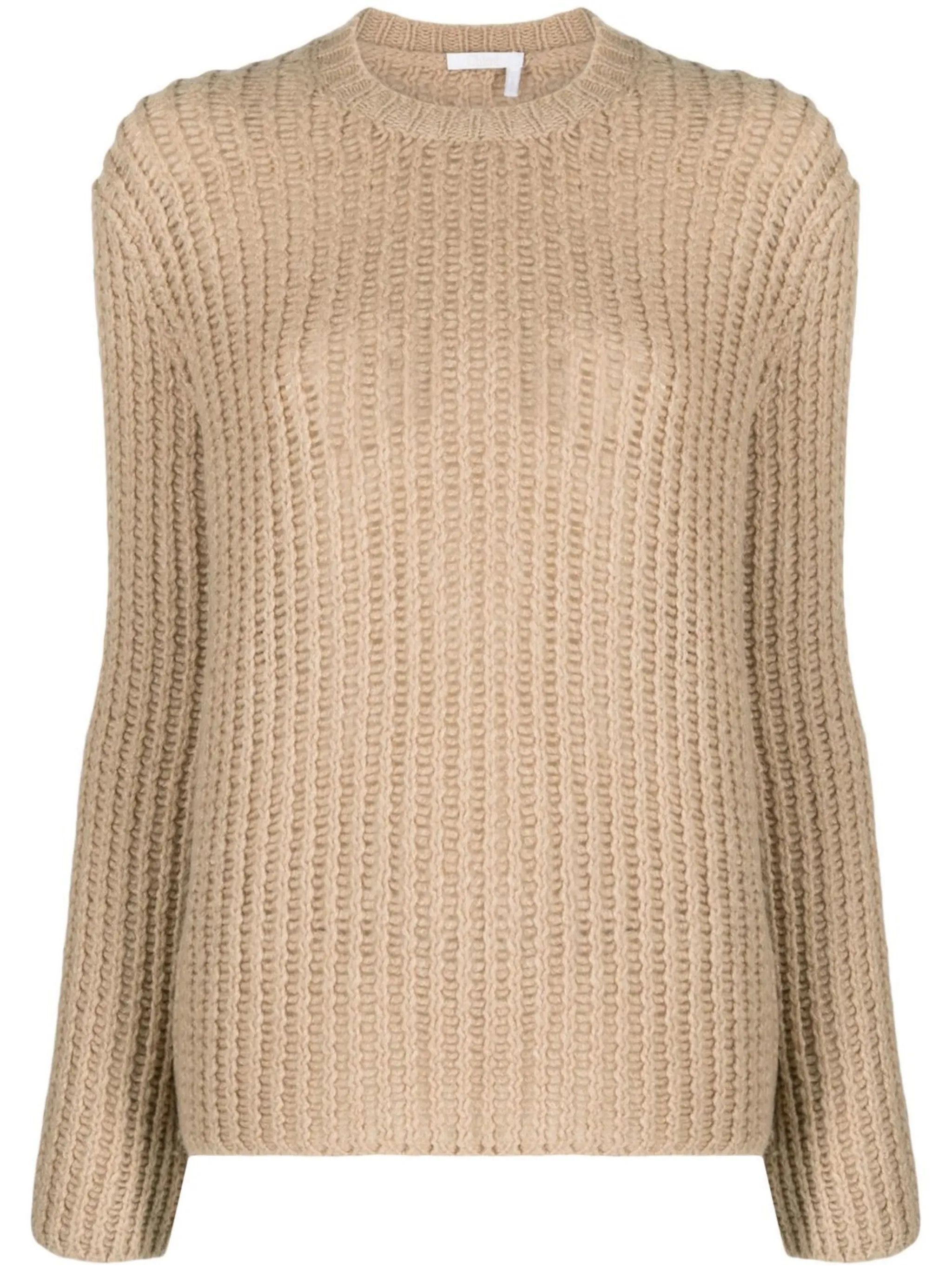 Chloe o1y0825 Crewneck Sweater in Beige Size M / US 6-8 / IT 42-44 - 1 Thumbnail