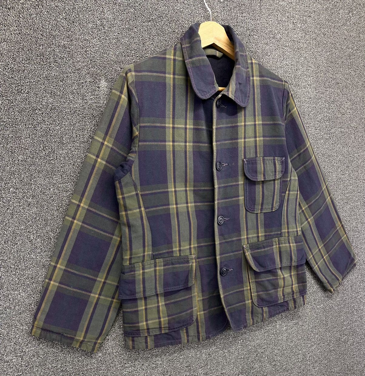 45rpm Vintage 90s 45Rpm Rare Shadow Plaid Button Up Jacket Size M / US 6-8 / IT 42-44 - 2 Thumbnail