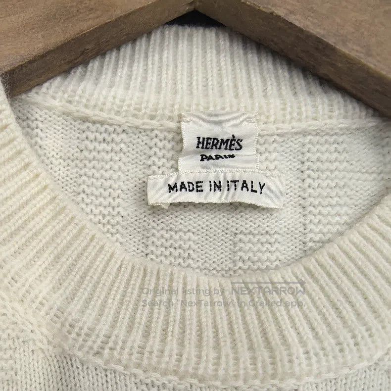 Hermes Hermes White Printed Logo Knit Sweater Size XS / US 0-2 / IT 36-38 - 6 Thumbnail