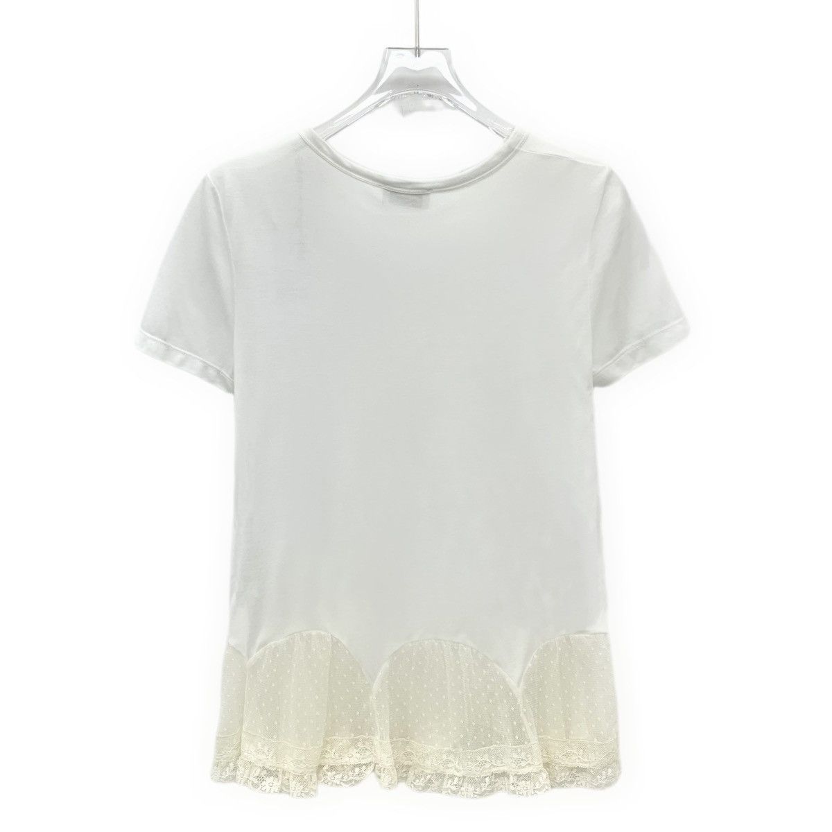 Valentino Valentino White Lace Trim Cotton Short Sleeve T-Shirt K26WX Size S / US 4 / IT 40 - 2 Thumbnail