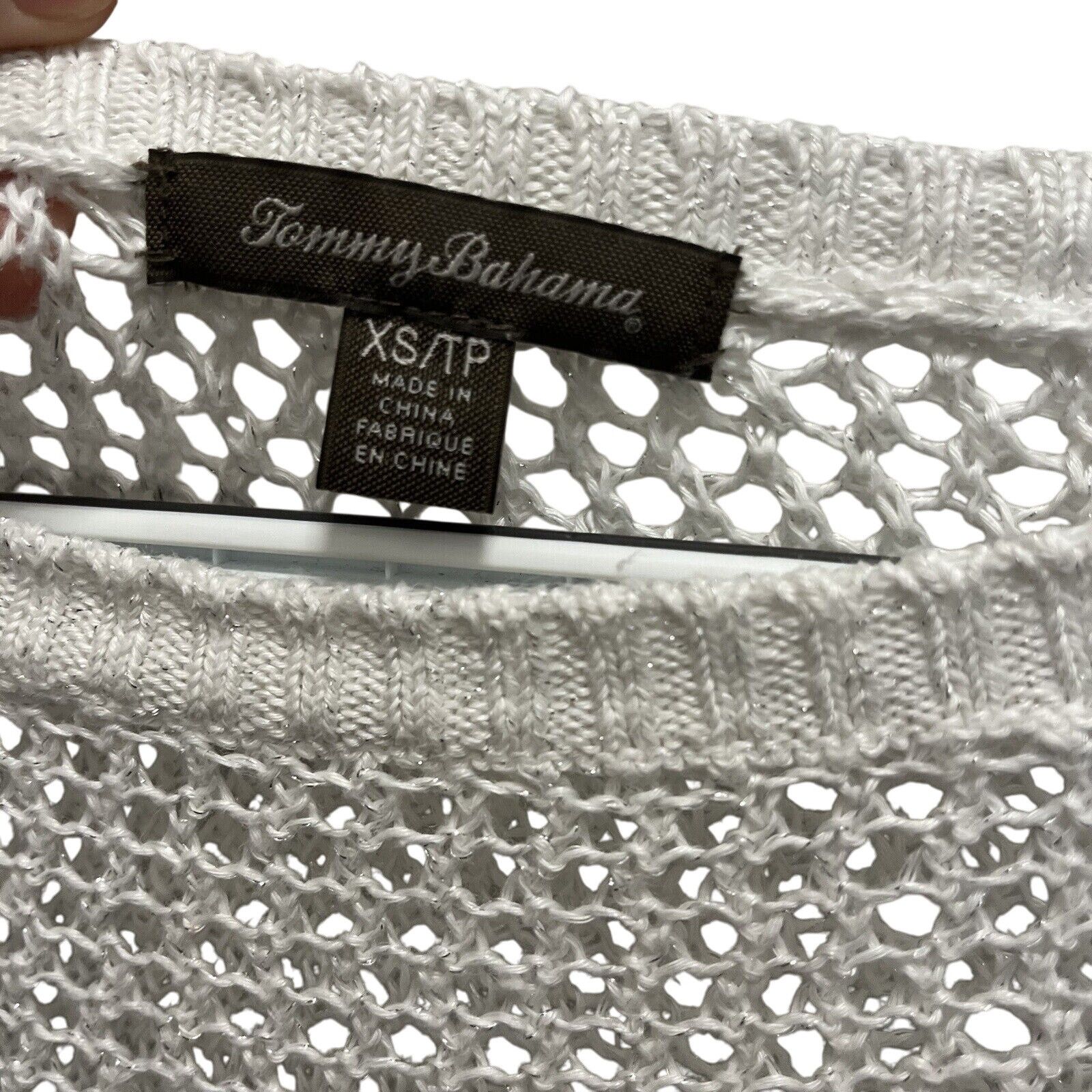 Tommy Bahama Tommy Bahama | White Silver Shimmer Sommerset Sweater Size XS / US 0-2 / IT 36-38 - 3 Thumbnail