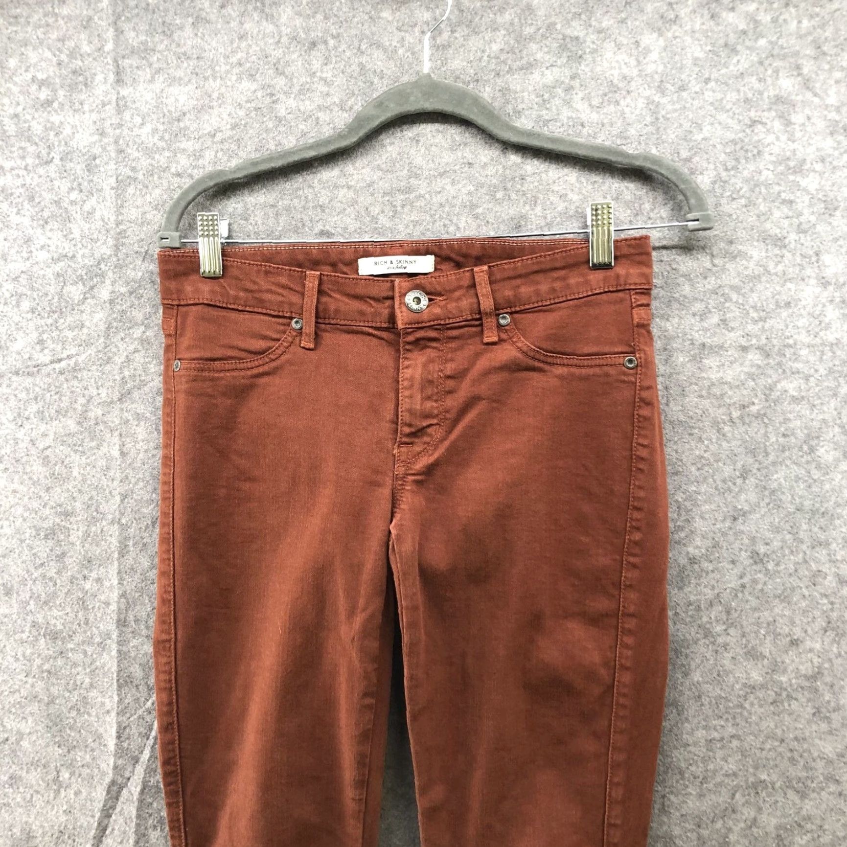 CHOCOOLATE Rich & Skinny Low Rise Skinny Jeans Womens 27 Brown Stretch Denim 5-Pocket Size 27" / US 4 / IT 40 - 3 Thumbnail