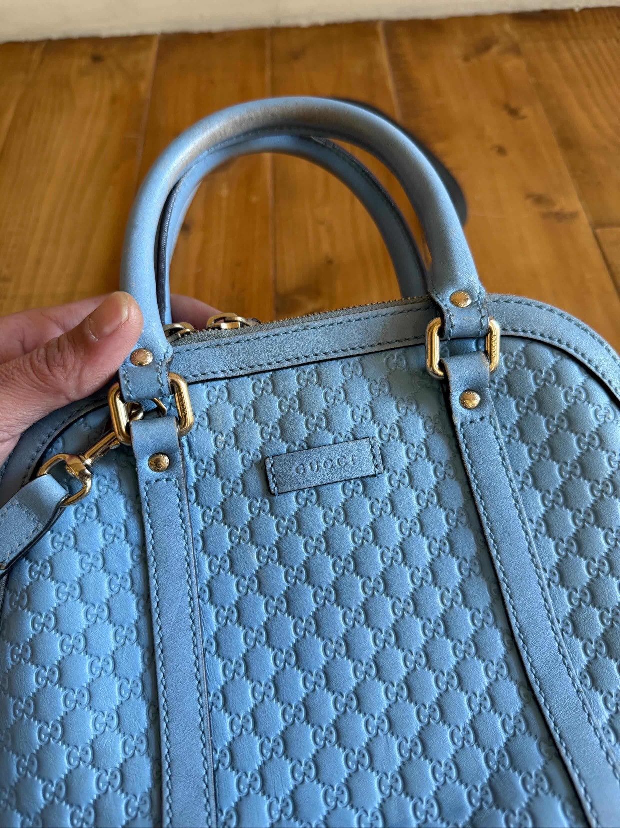 Gucci GUCCI BLUE MICRO GUCCISSIMA CROSSBODY LEATHER BAG Size ONE SIZE - 8 Thumbnail