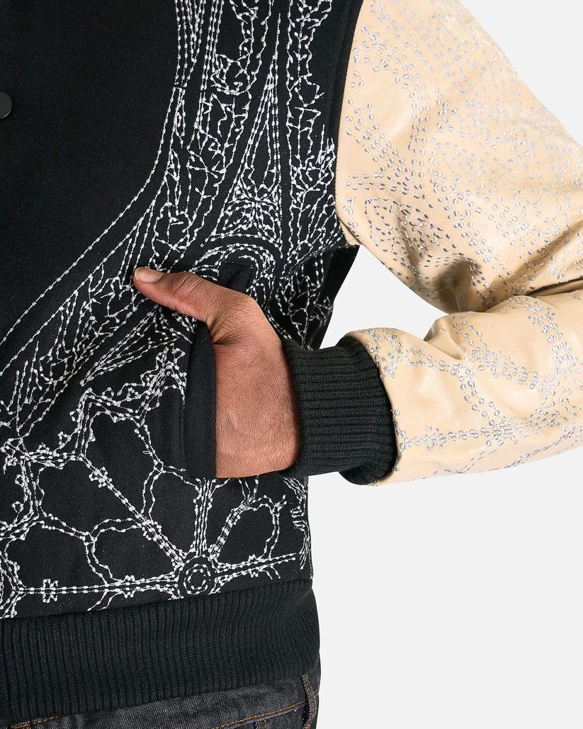 Who Decides War o1s1v1r1oon0925 Notre Dame Varsity Jacket in Black/Coal Size US L / EU 52-54 / 3 - 5 Thumbnail