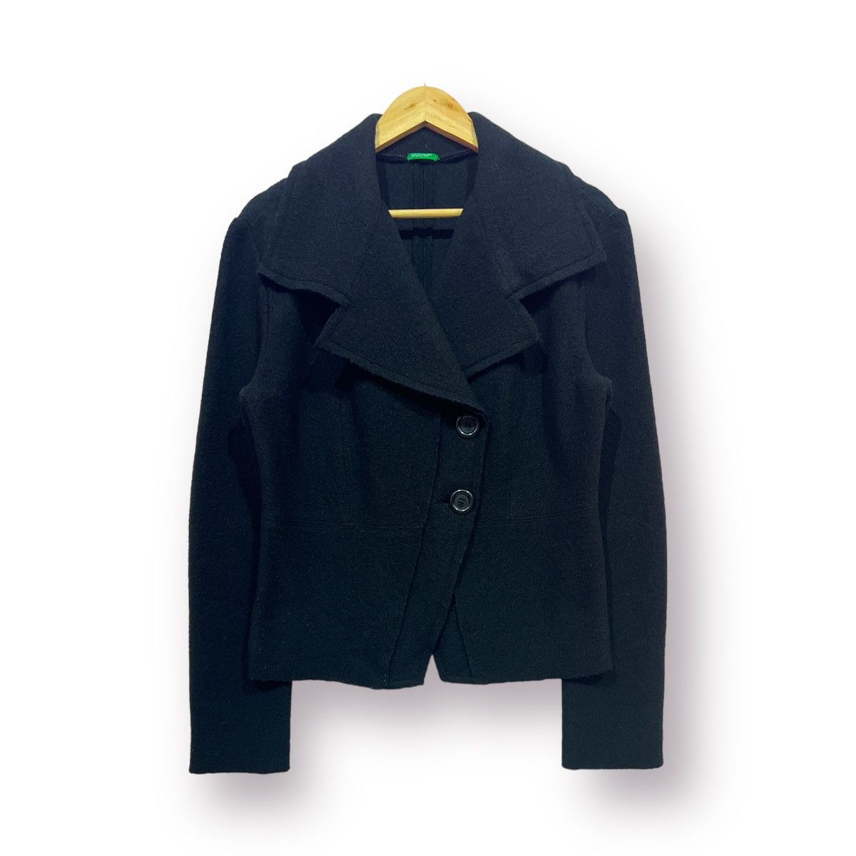 United Colors Of Benetton 🔥 UNITED COLORS BENETTON WATERFALL COLLAR CROPED COAT - L Size L / US 10 / IT 46 - 1 Thumbnail