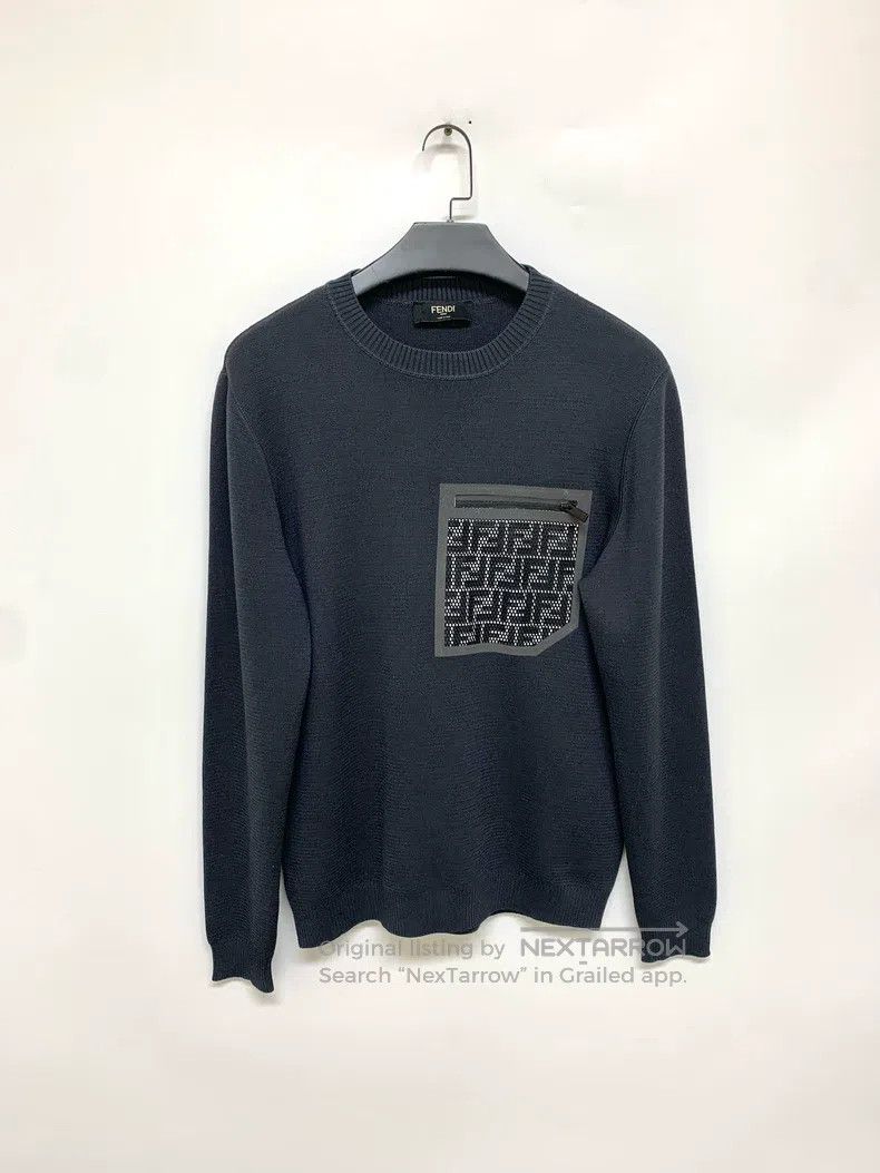 Fendi Fendi Pocket Decorated Long Sleeve Sweater Size US M / EU 48-50 / 2 - 1 Thumbnail