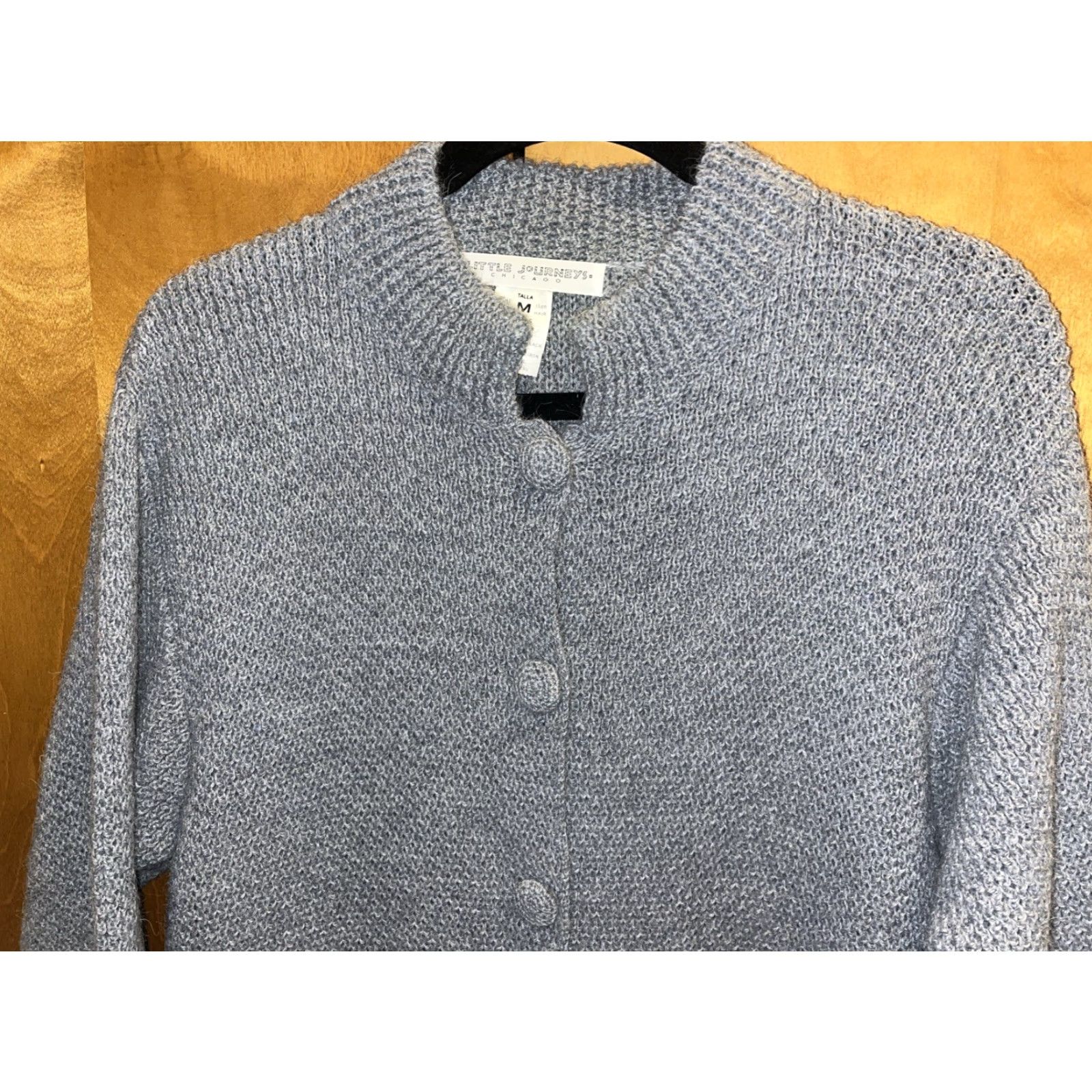Vintage VINTAGE Little Journeys Chicago Women's Cardigan Sweater Knit Chunky Alpaca Wool Size Medium Gray All Seasons Size M / US 6-8 / IT 42-44 - 2 Thumbnail