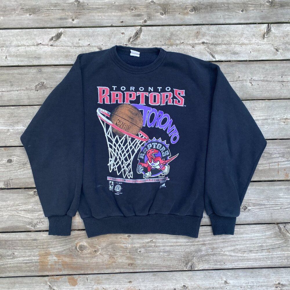 NBA × Vintage Vintage 1994 Waves NBA Toronto Raptors Sweatshirt Hoodie Sw Size US M / EU 48-50 / 2 - 2 Thumbnail