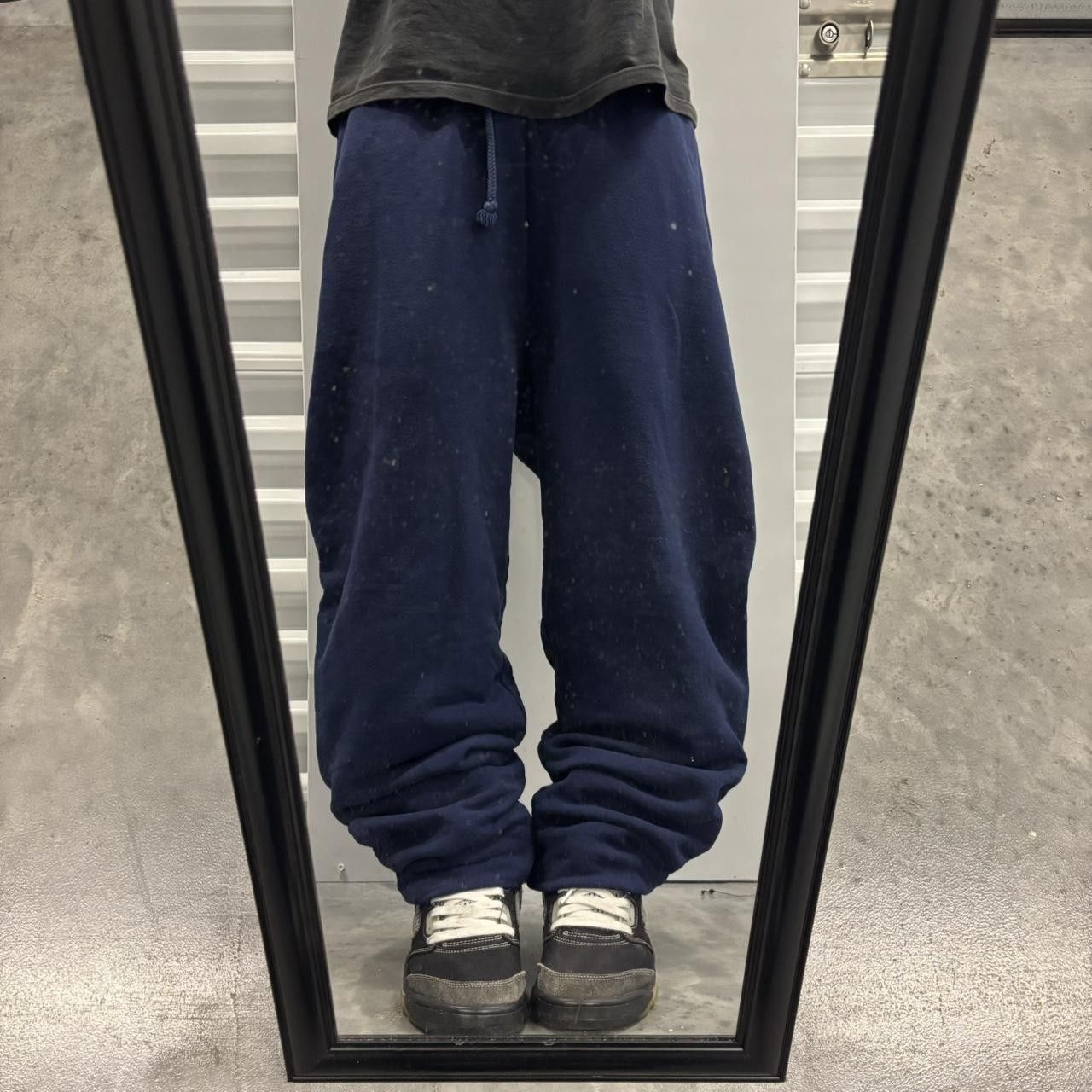 Japanese Brand × Vintage Crazy Vintage Y2K/2000s Navy Blue Essential Sweatpants! Size US 32 / EU 48 - 1 Thumbnail