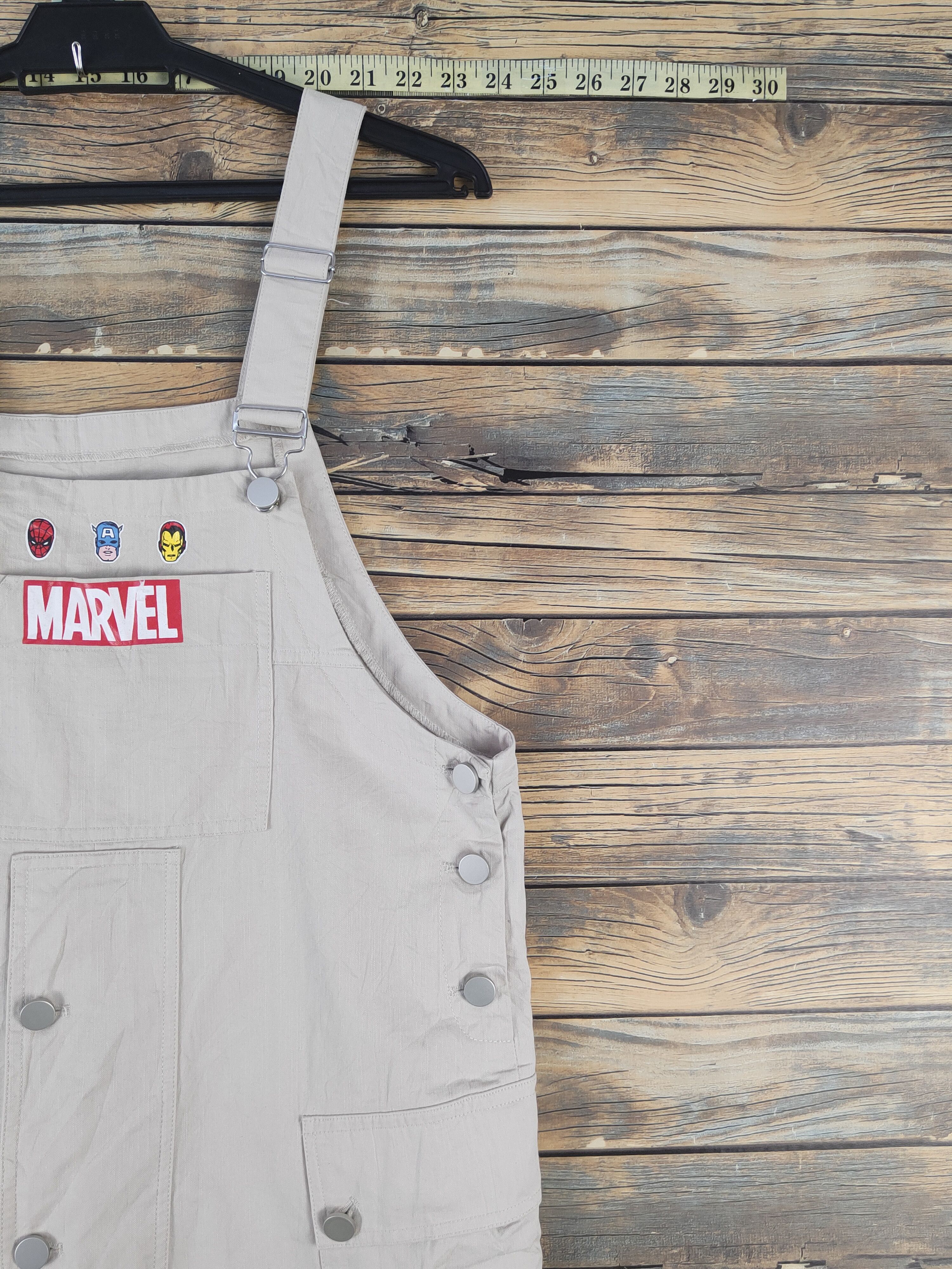 Marvel Comics × Vintage Vintage Marvel-Jupe Vendue Beige Overall Jumpsuits Size 37" - 5 Thumbnail