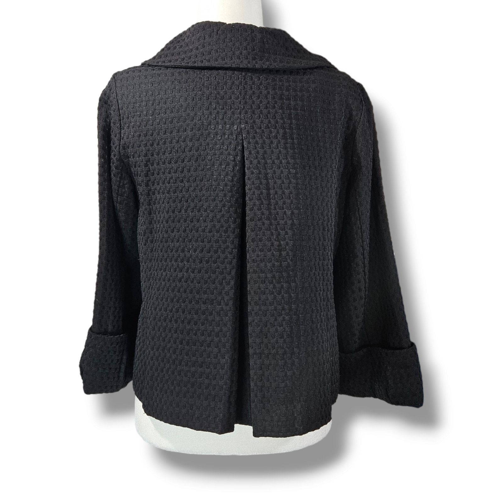 Other Du Jour Black Textured Rounded Flat Collar Jacket Size M Size M / US 6-8 / IT 42-44 - 4 Thumbnail
