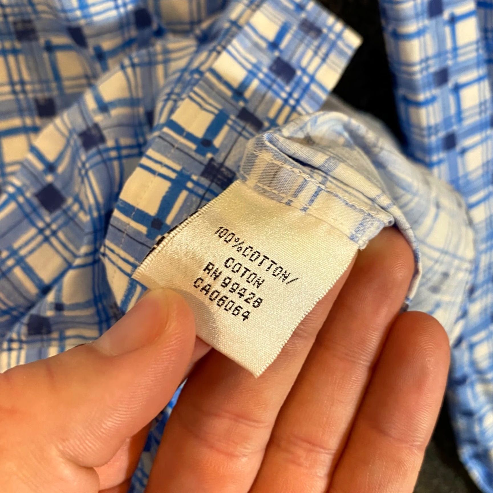 BUGATCHI VINTAGE Bugatchi Uomo Men's Shirt Long Sleeve Button-Up Collared Casual Blue Plaid Geometric Shirt, Large Size US L / EU 52-54 / 3 - 7 Thumbnail