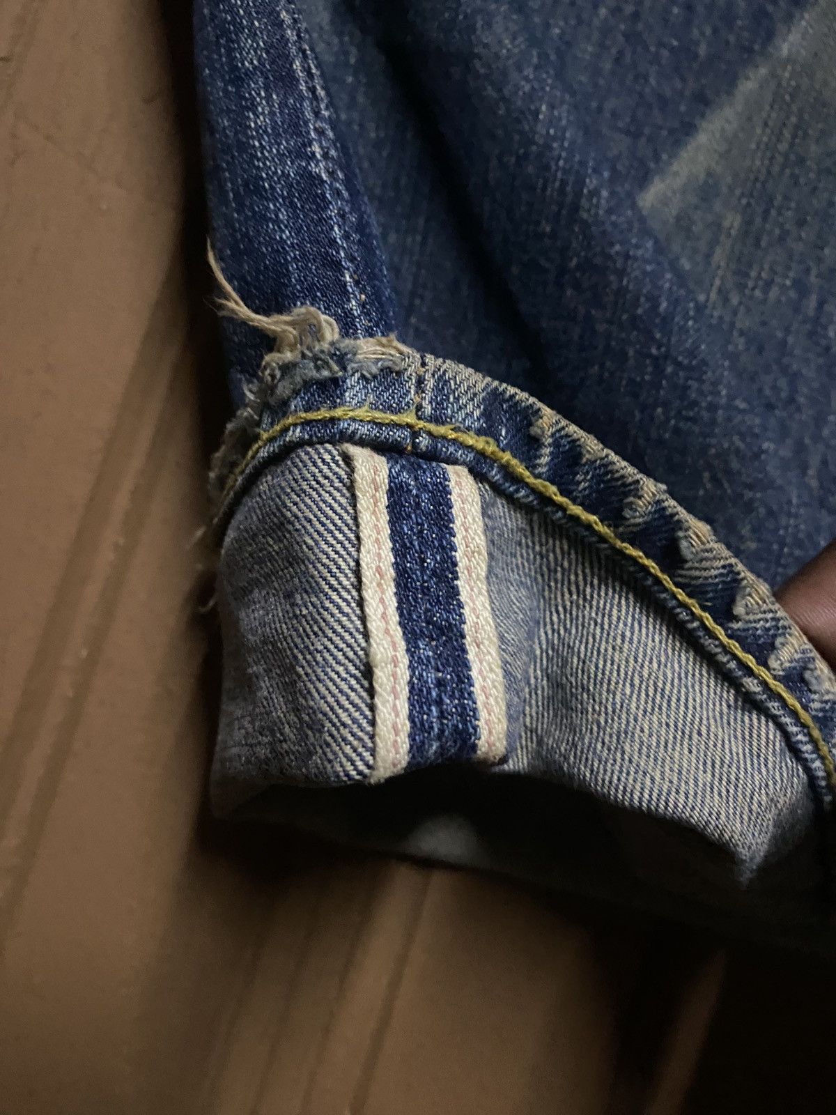 The Real McCoy's Vintage Joe Mccoy Mud Wash Selvedge Distressed Baggy Jeans Size US 33 - 14 Thumbnail