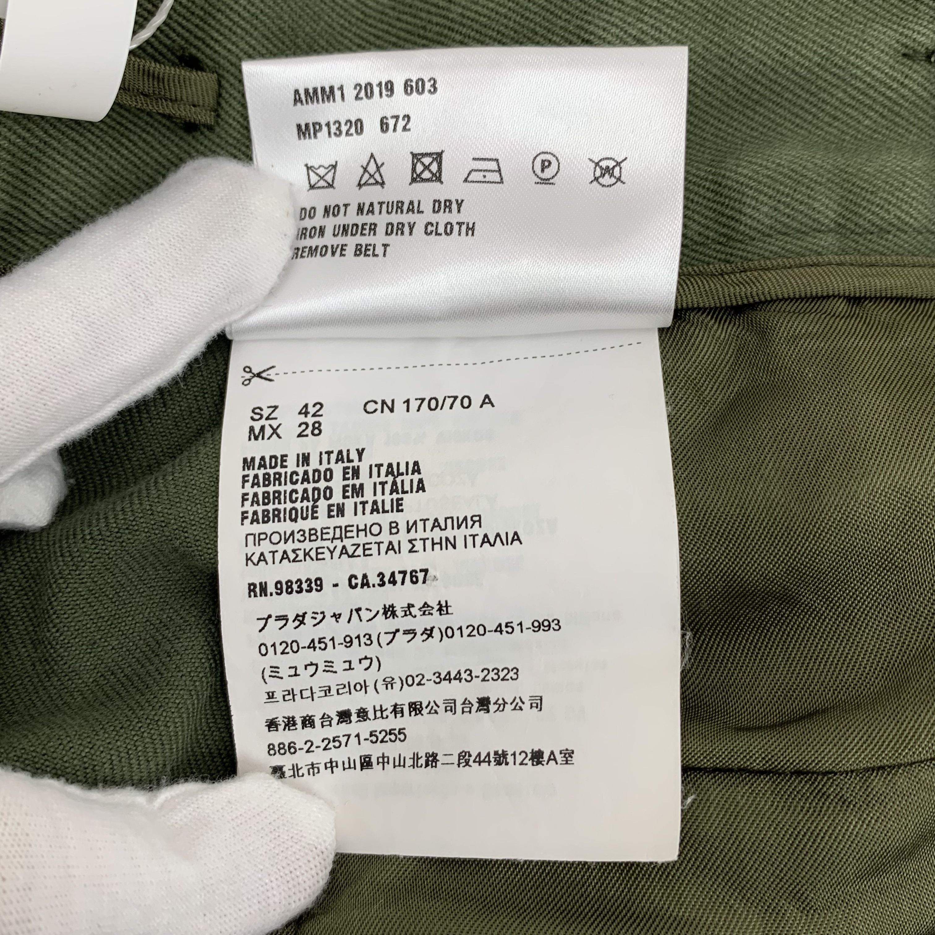 Miu Miu Miu Miu Pants – Army Green Cotton Utility Pants (Size 42) Size 28" / US 6 / IT 42 - 5 Thumbnail