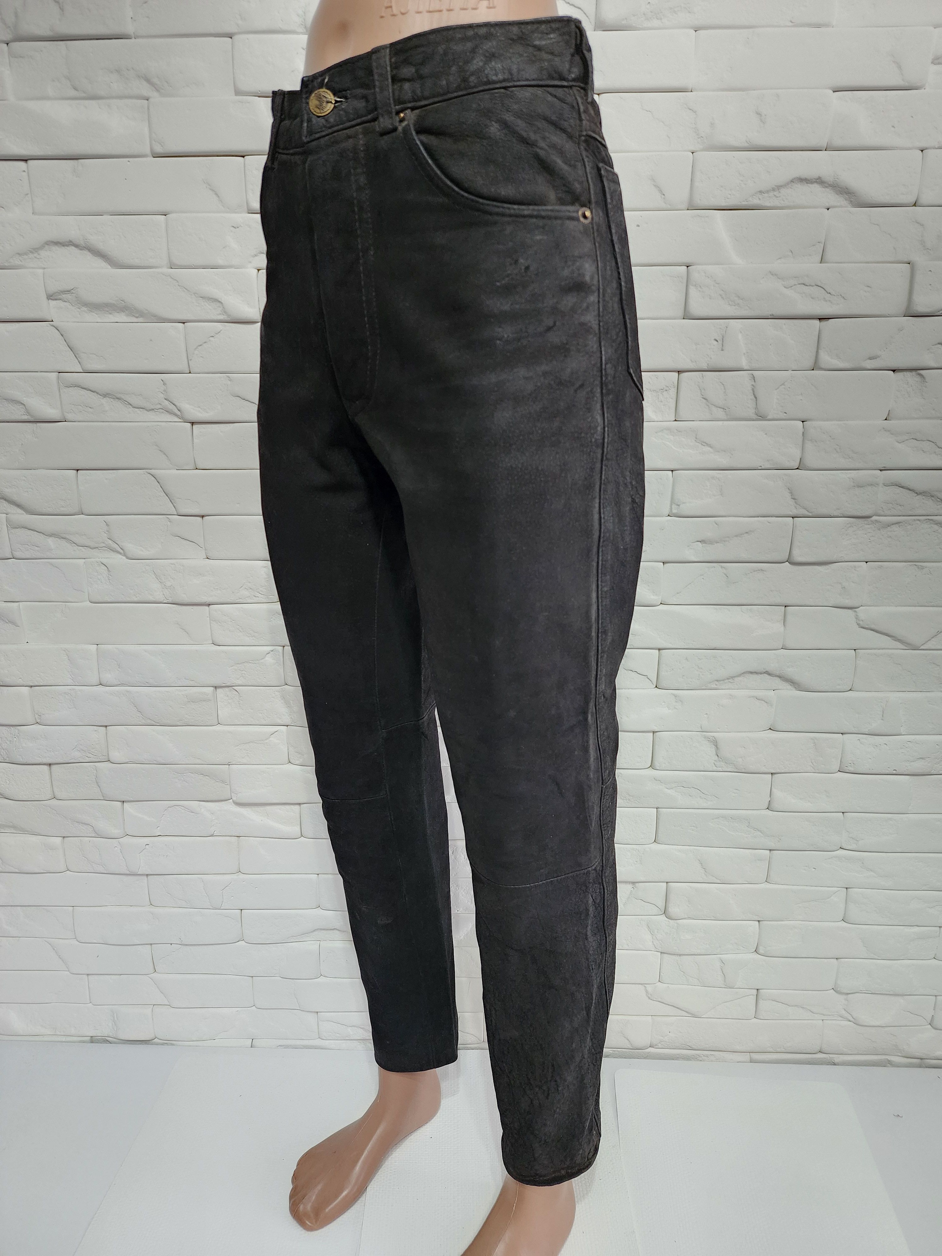 Genuine Leather Brown men's leather pants. Size US 28 / EU 44 - 2 Thumbnail