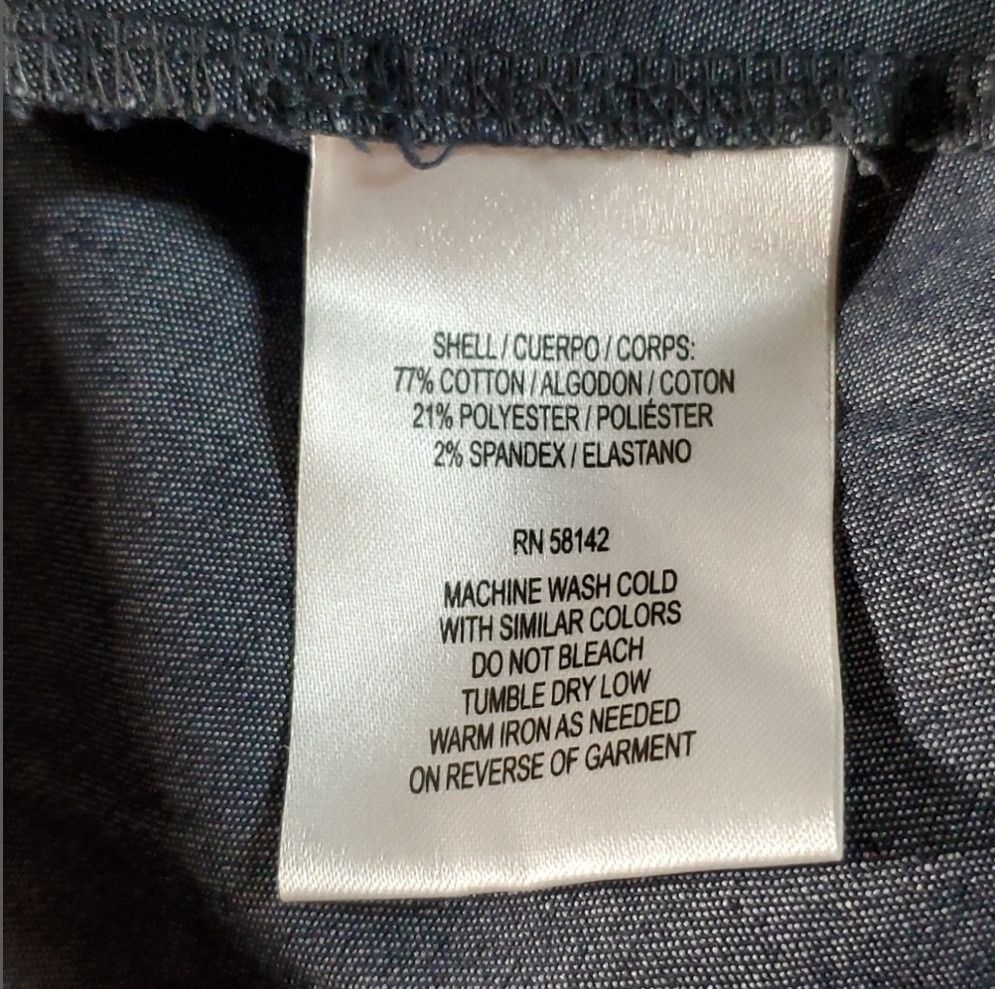 MAGGY LONDON Maggy L Size M Dress Chambray Denim Stretch Cold Shoulder Size M / US 6-8 / IT 42-44 - 8 Thumbnail