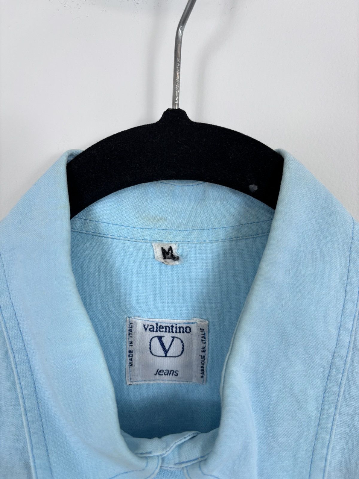 Valentino Vintage 1990s Valentino Jeans Men’s Blue Long Sleeve Shirt Size US M / EU 48-50 / 2 - 18 Thumbnail