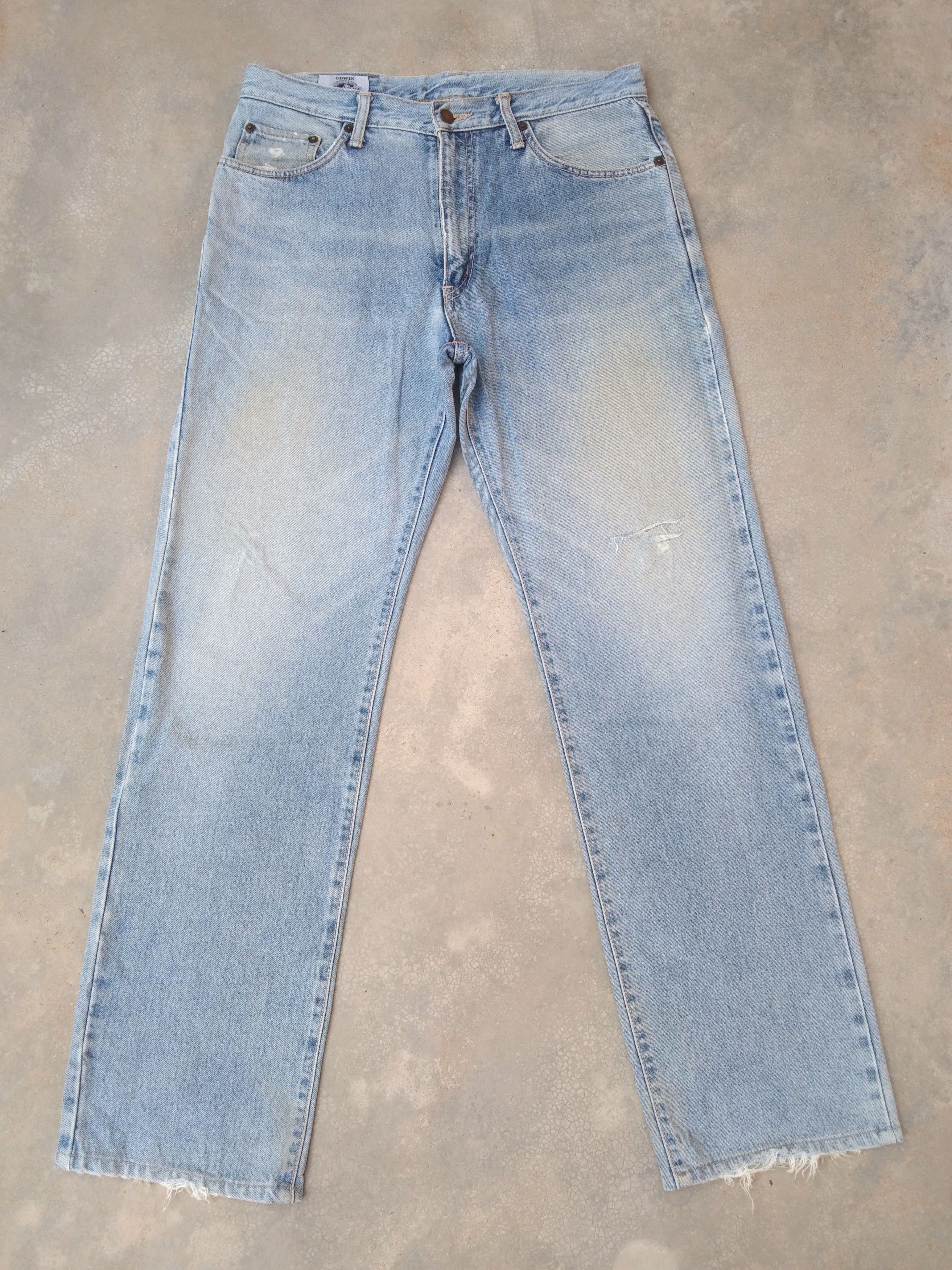 Japanese Brand Vintage Japanese Edwin Faded Blue Distressed Jeans 32x31 Size US 32 / EU 48 - 1 Thumbnail