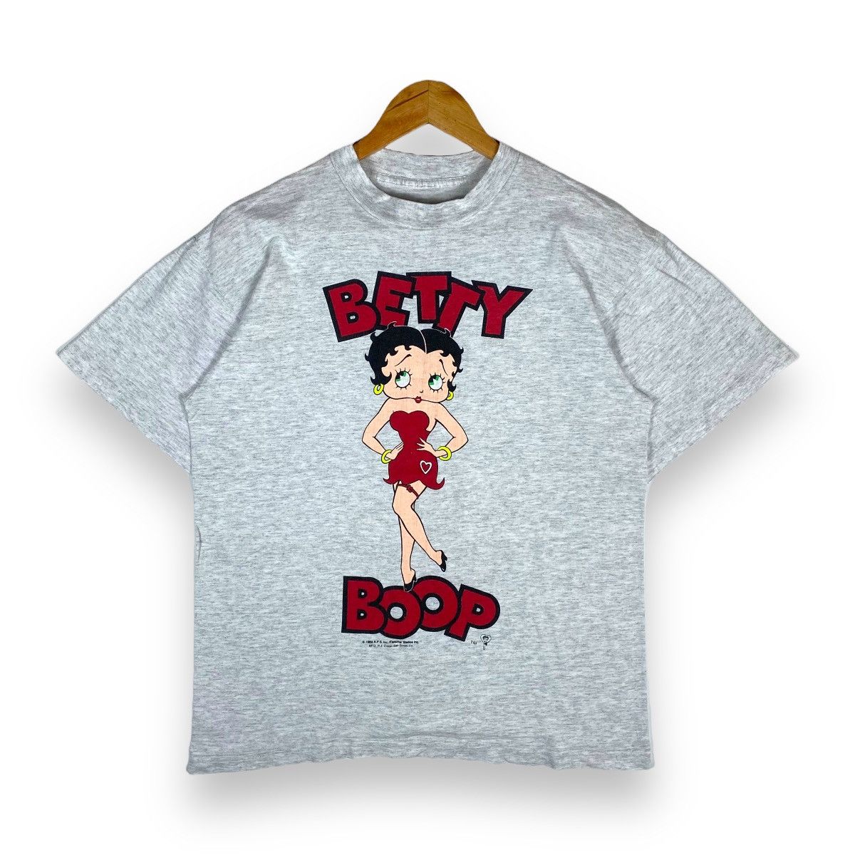 image of Cartoon Network x Vintage 1988 Betty Boop Classic Cartoon Double Side Tee in Grey (Size Medium)