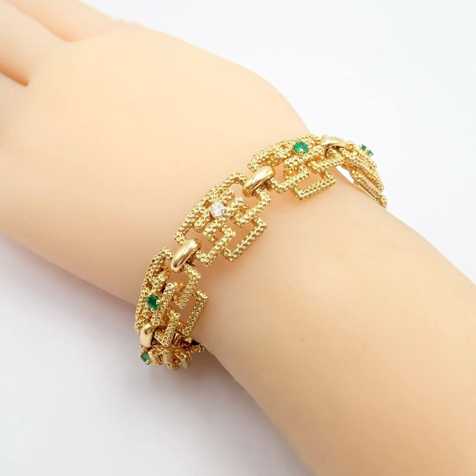Tiffany & Co. Tiffany & Co France 18k Yellow Gold Diamond Emerald Bracelet Size ONE SIZE - 3 Thumbnail