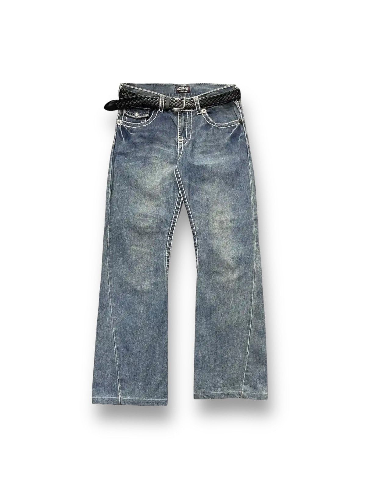 20471120 × GOSTAR DE FUGA × Hysteric Glamour Japan 291251 Heavy Stitched Flared Denim With Braided Belt Size US 32 / EU 48 - 2 Thumbnail