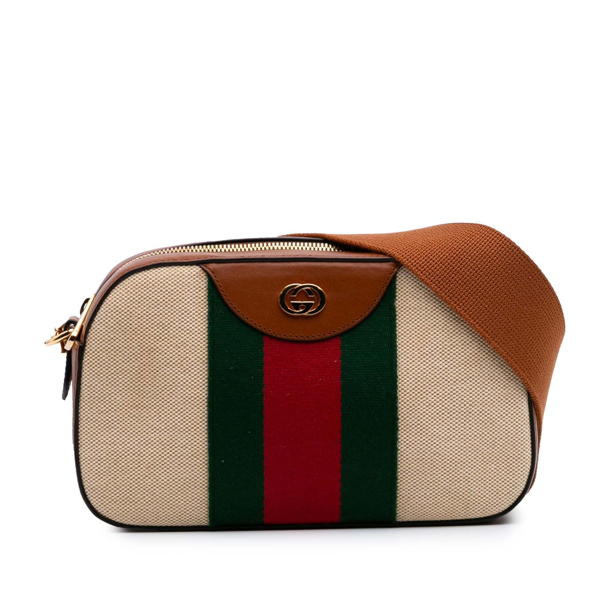 Gucci Canvas Web Camera Bag in Brown, Women's